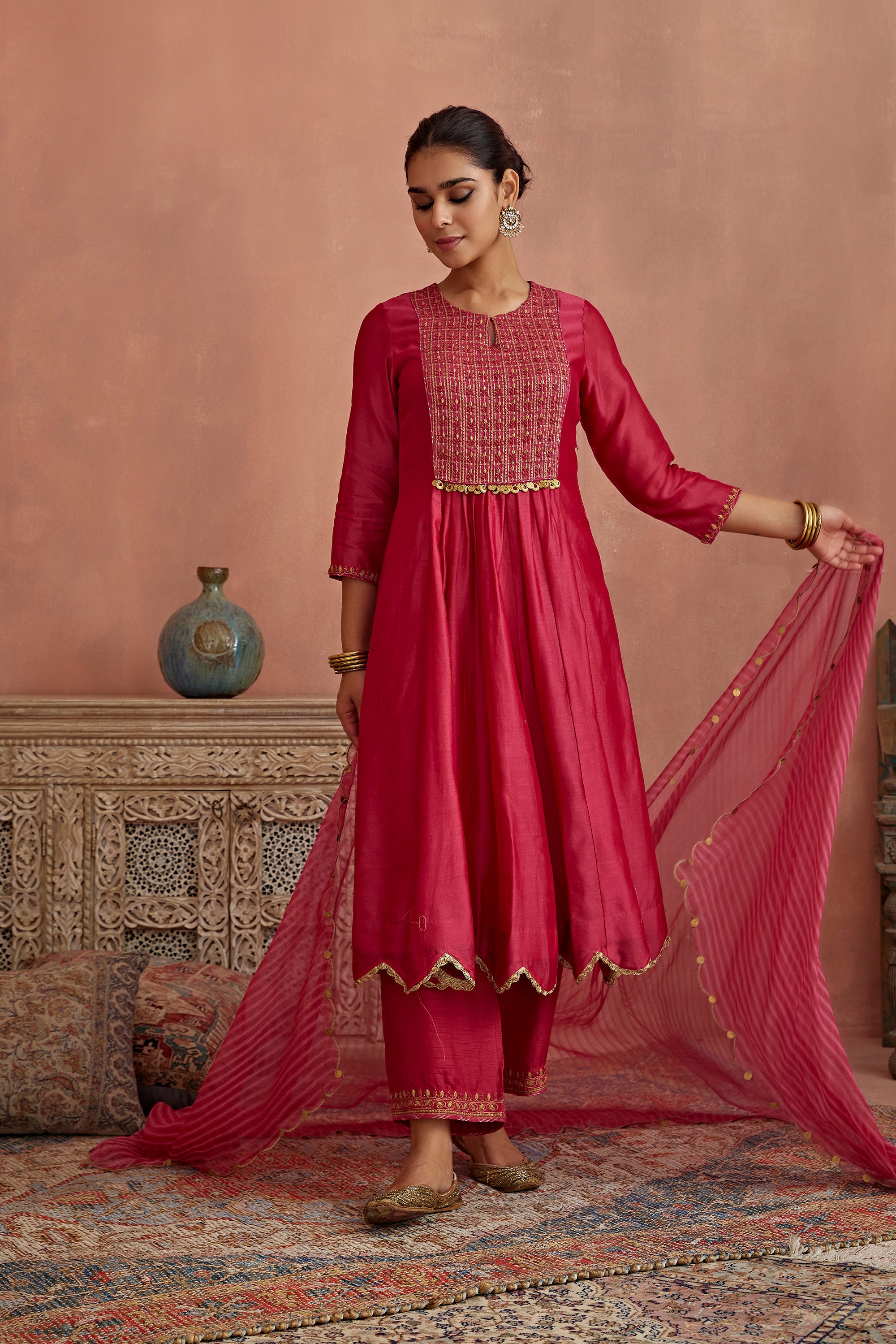 Magenta_Metal_Hand_Embroidered_Anarkali_Set_Kritika_Dawar