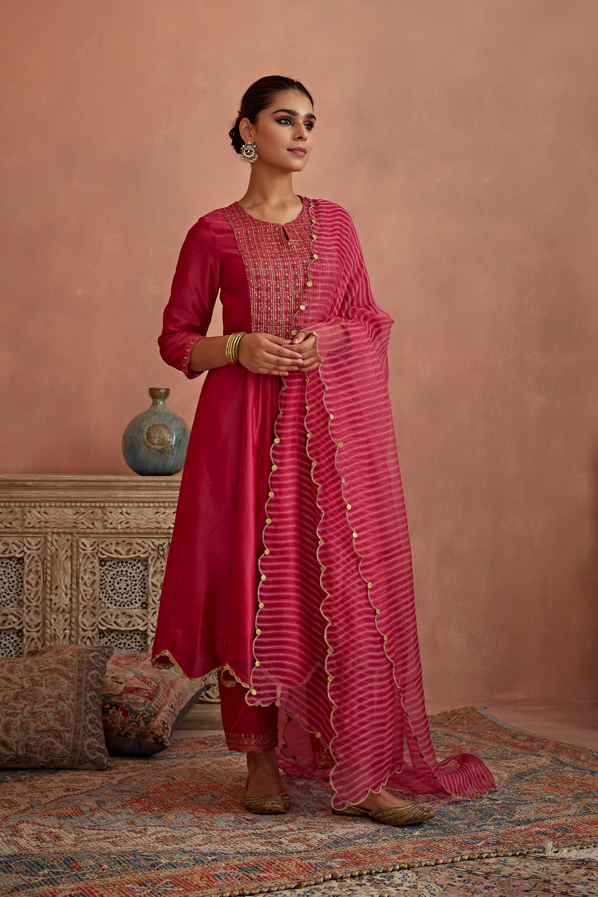 Magenta_Metal_Hand_Embroidered_Anarkali_Set_Kritika_Dawar