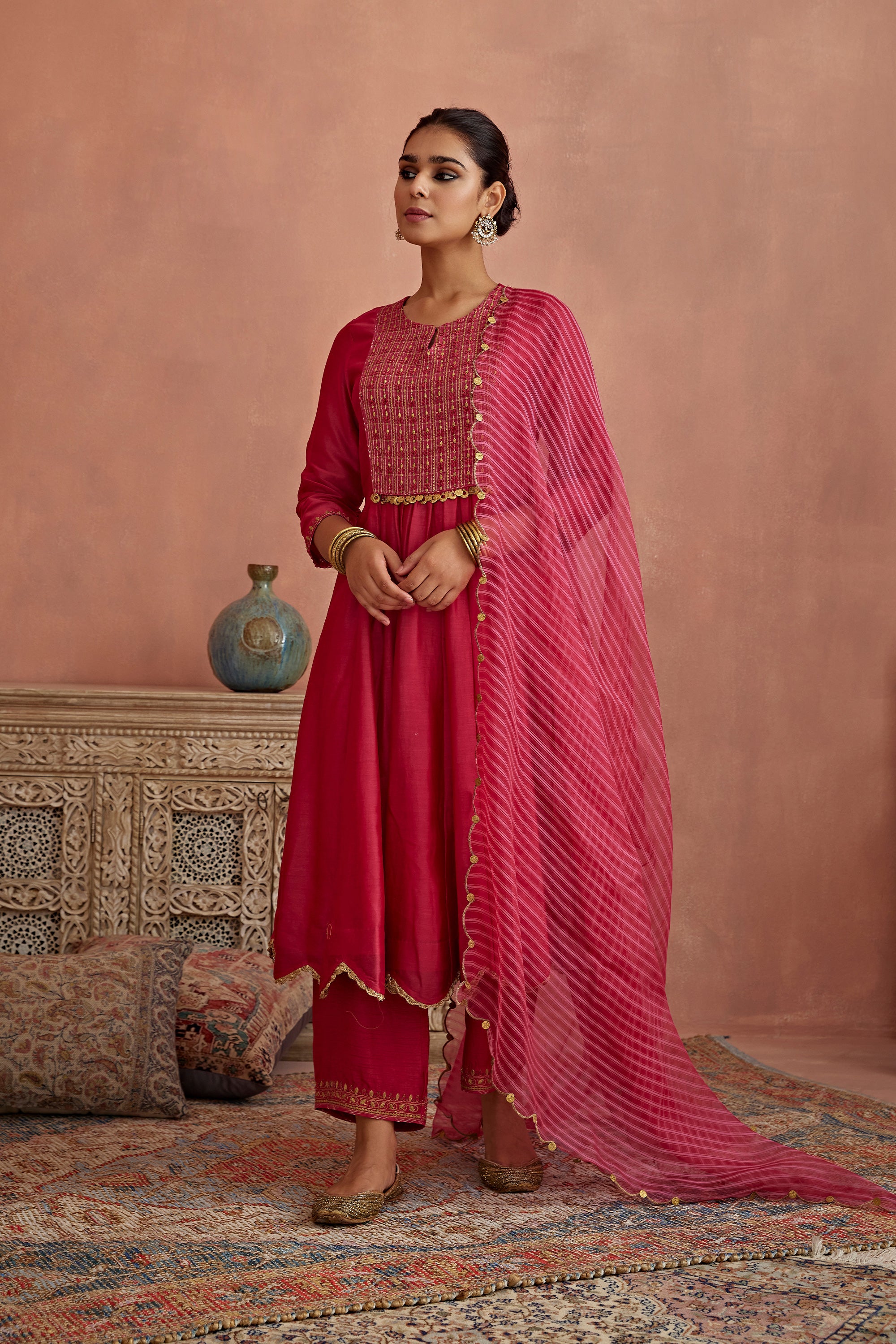 Magenta_Metal_Hand_Embroidered_Anarkali_Set_Kritika_Dawar