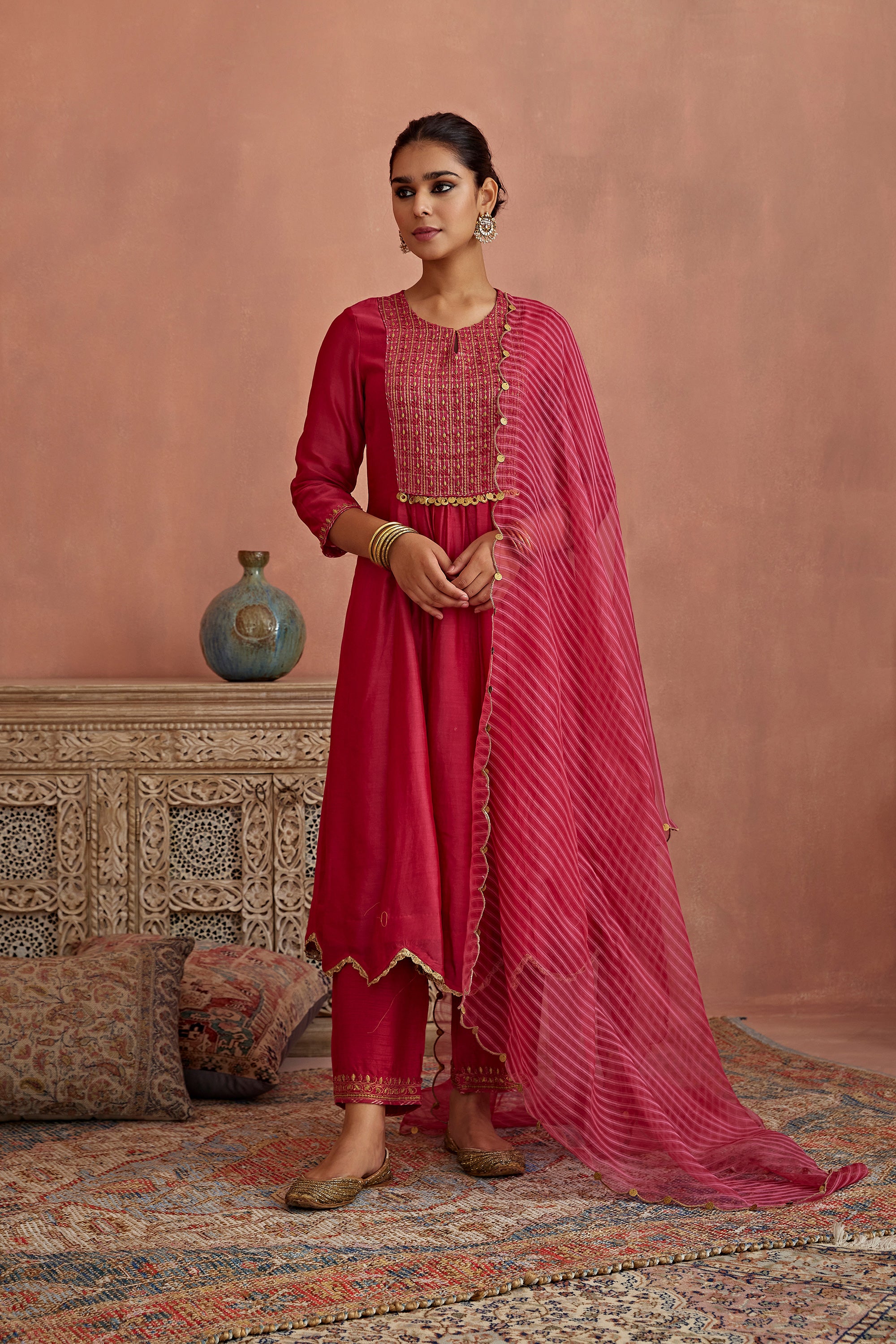 Magenta_Metal_Hand_Embroidered_Anarkali_Set_Kritika_Dawar