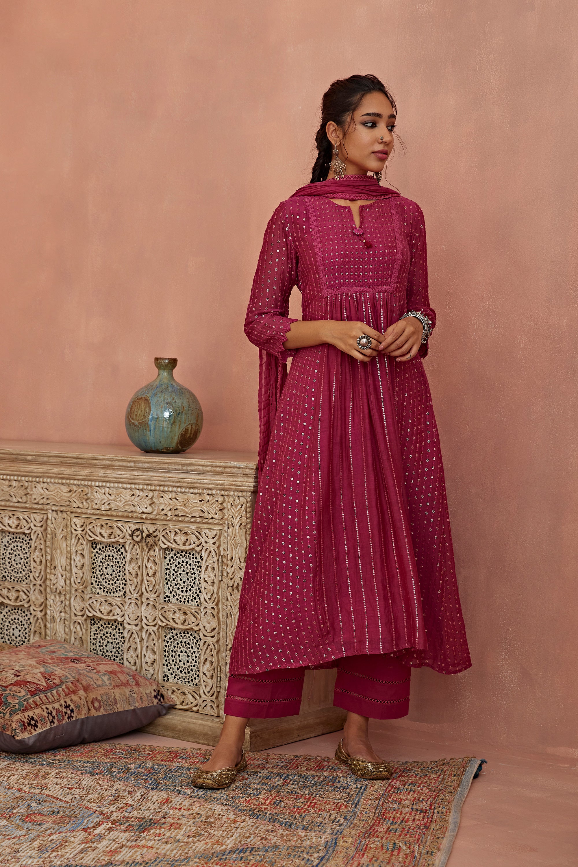 Magenta_A-Line_Kurta_Set_Kritika_Dawar