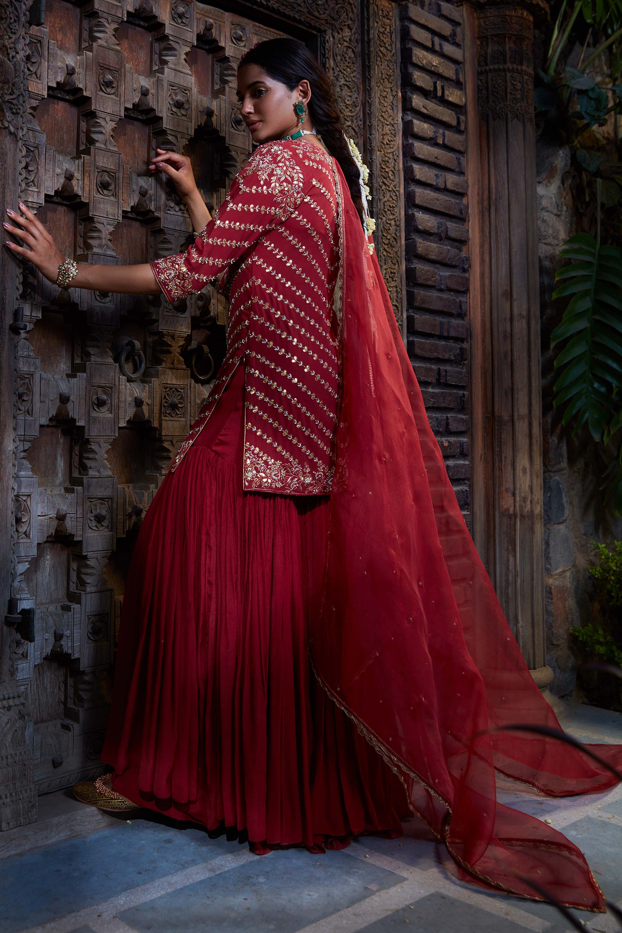 Maroon_Gota_Short_Kurta_Gharara_Kritika_Dawar