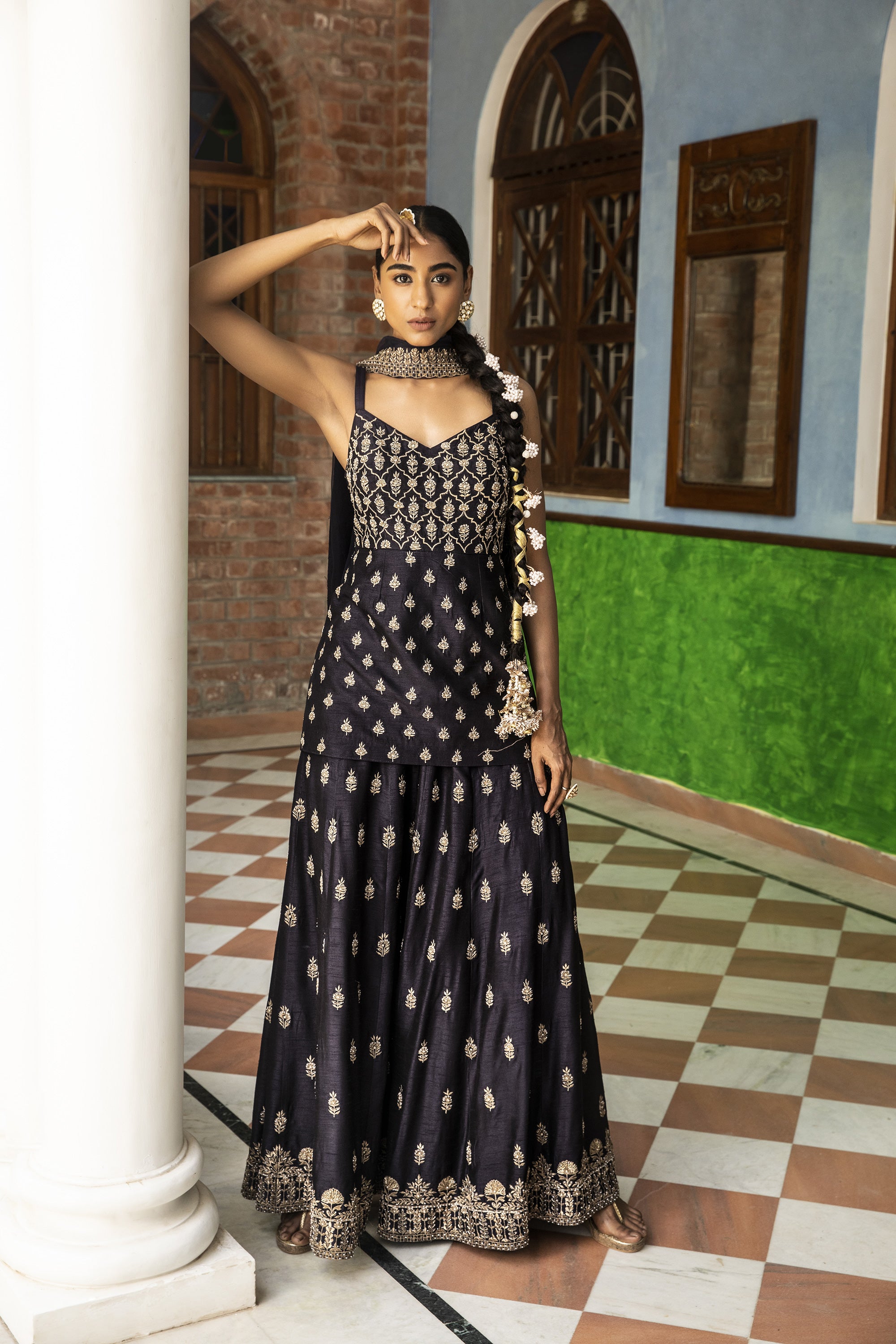 Blue_Silk_Zari_Embroidered_Gharara_Set_Kritika_Dawar