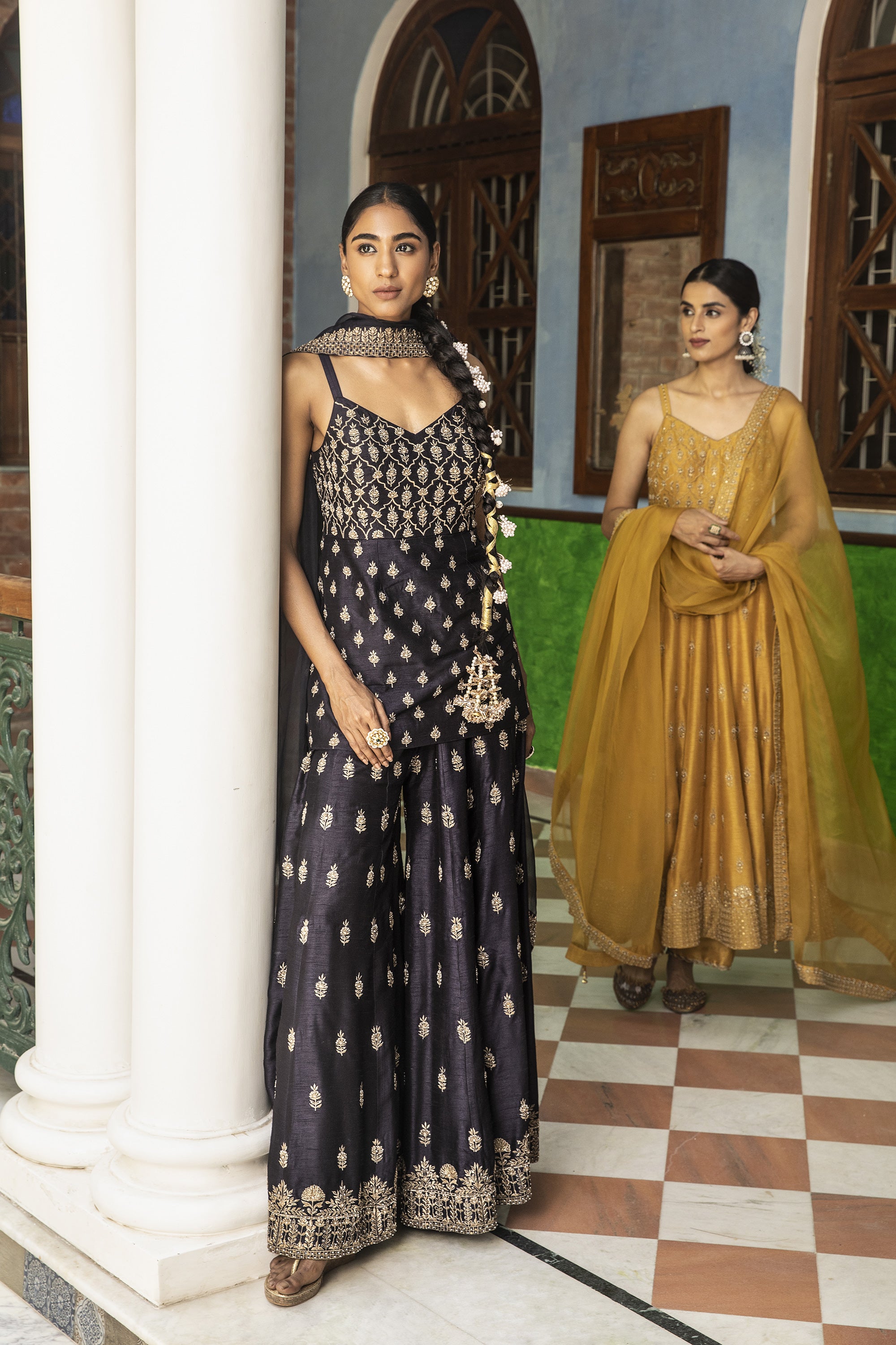 Blue_Silk_Zari_Embroidered_Gharara_Set_Kritika_Dawar