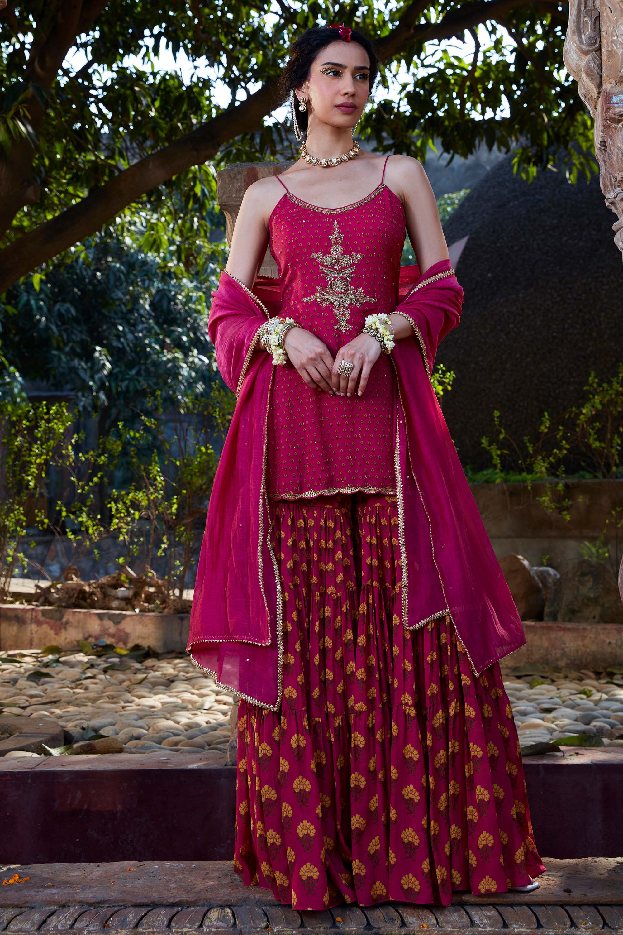 Pink_Printed_Chanderi_Gharara_Set_Kritika_Dawar