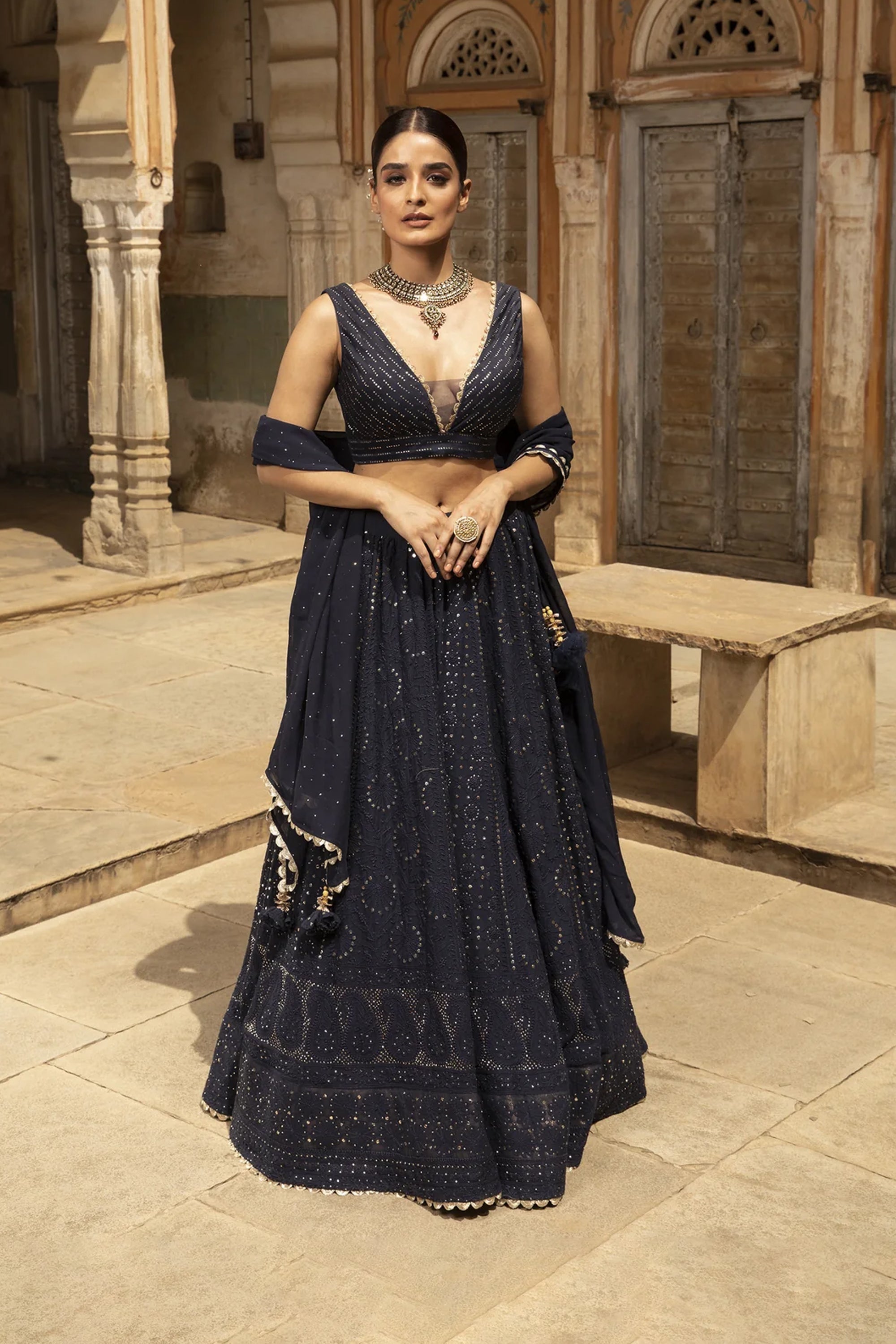 Blue_Embroidered_Lehenga_Set_Kritika_Dawar