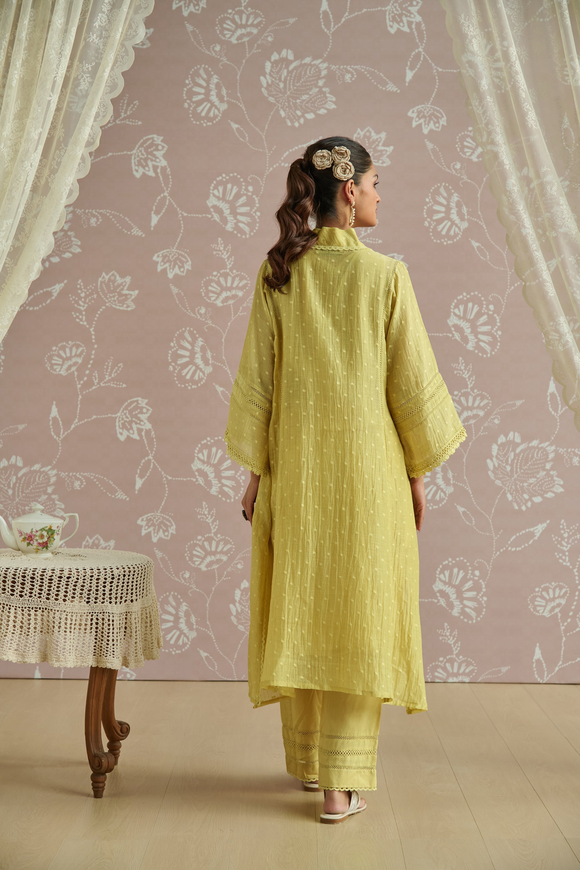 Ivory Chanderi Choga Kurta Set