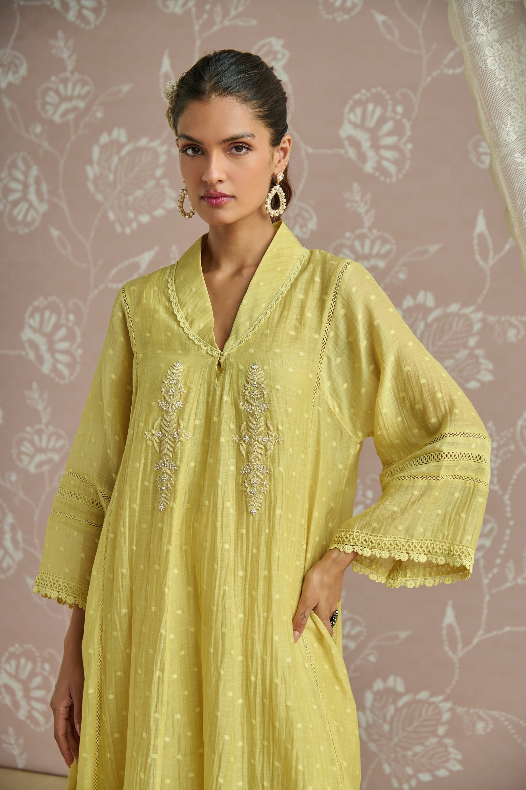 Ivory Chanderi Choga Kurta Set