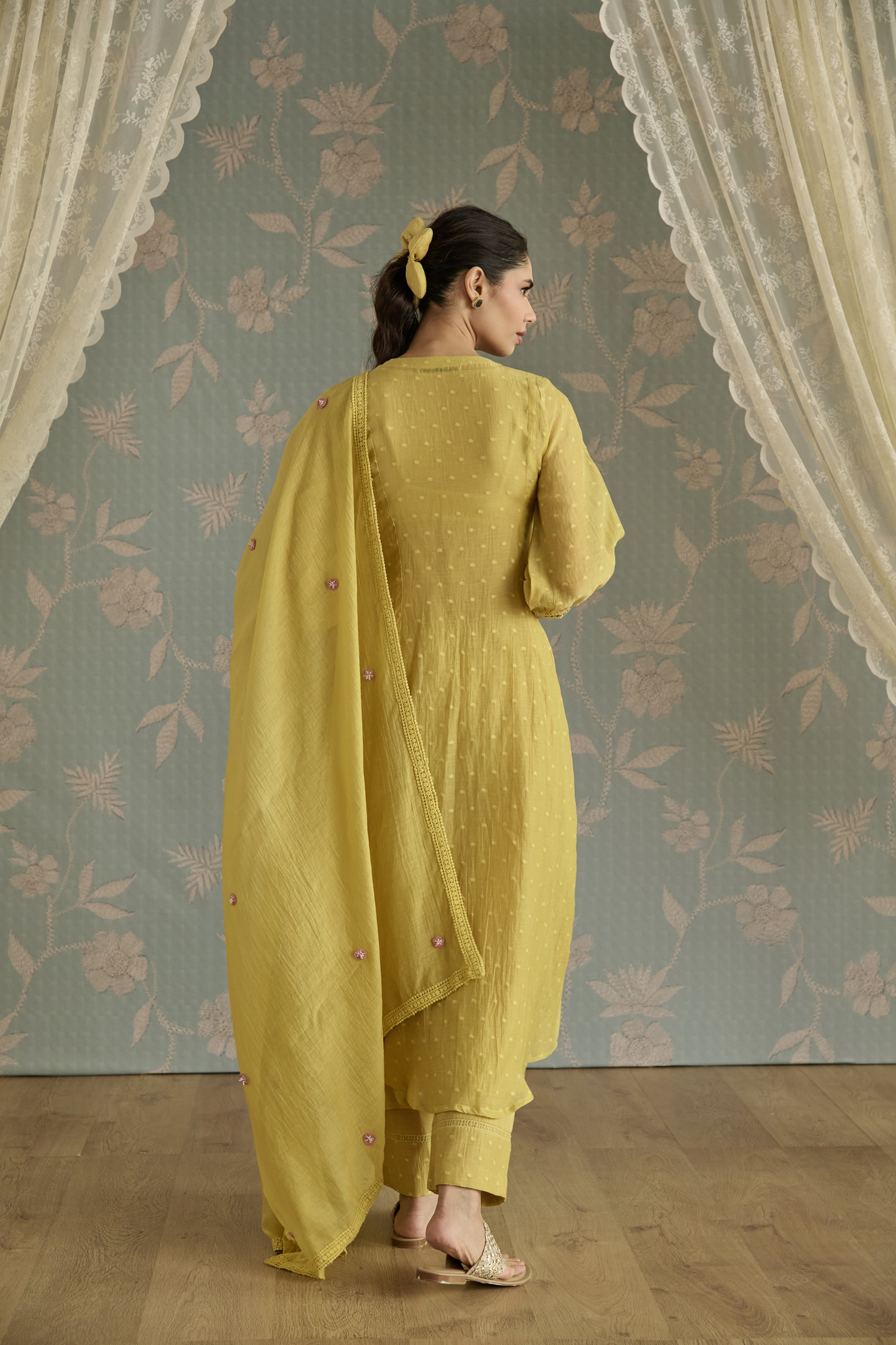 Lemon Yellow Hand Embroidered Kurta Set