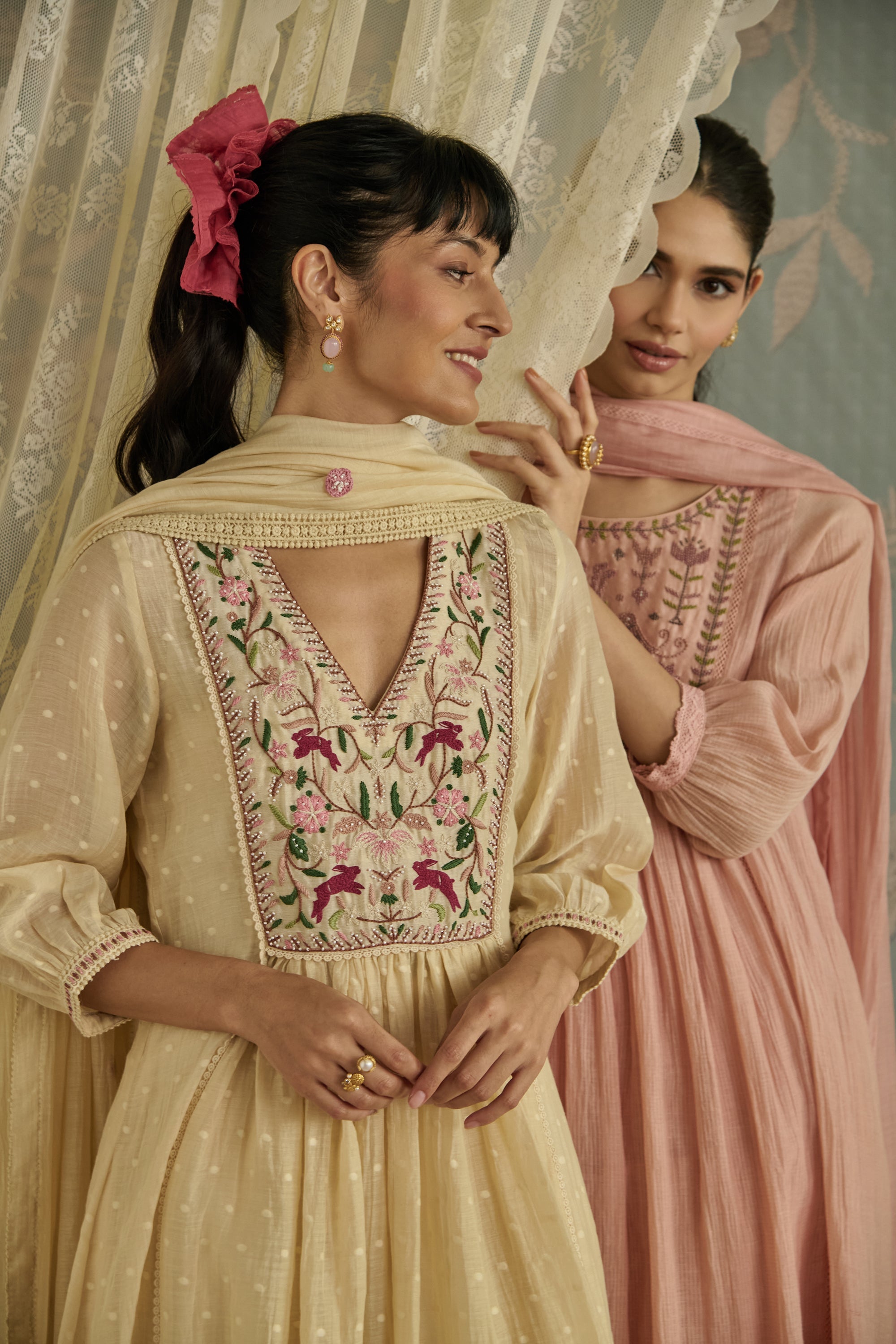 Ivory Hand Embroidered Kurta Set