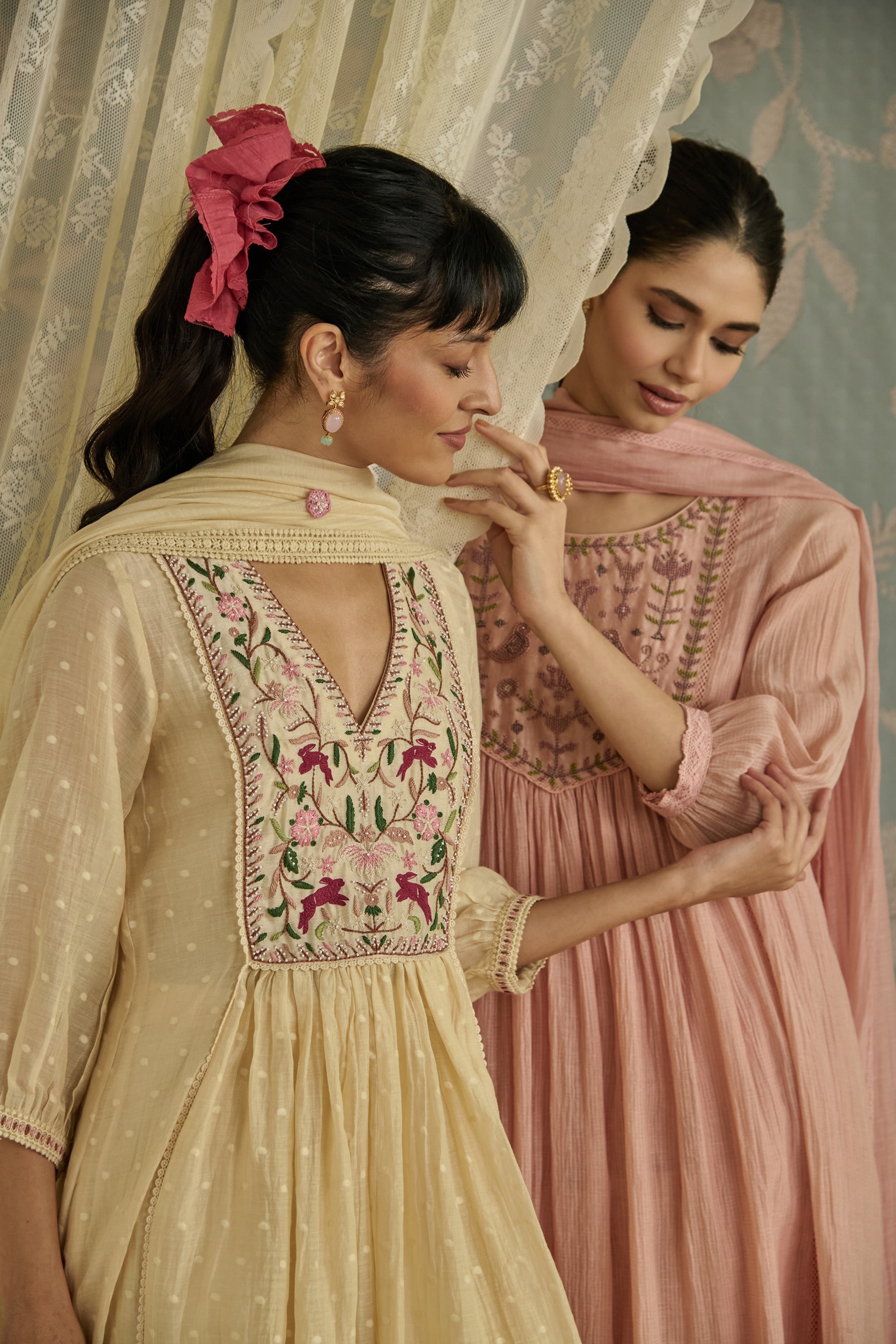 Ivory Hand Embroidered Kurta Set
