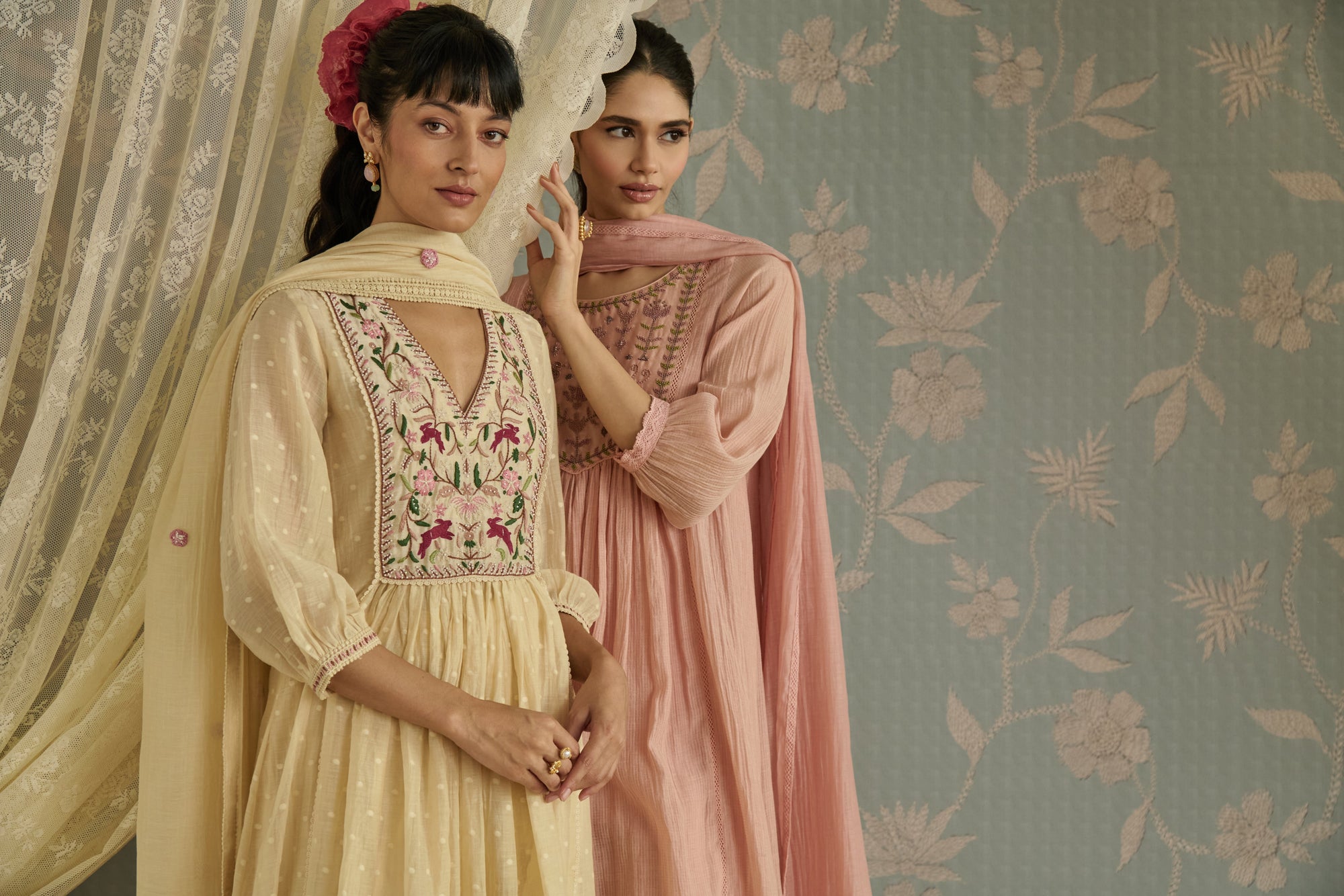 Ivory Hand Embroidered Kurta Set