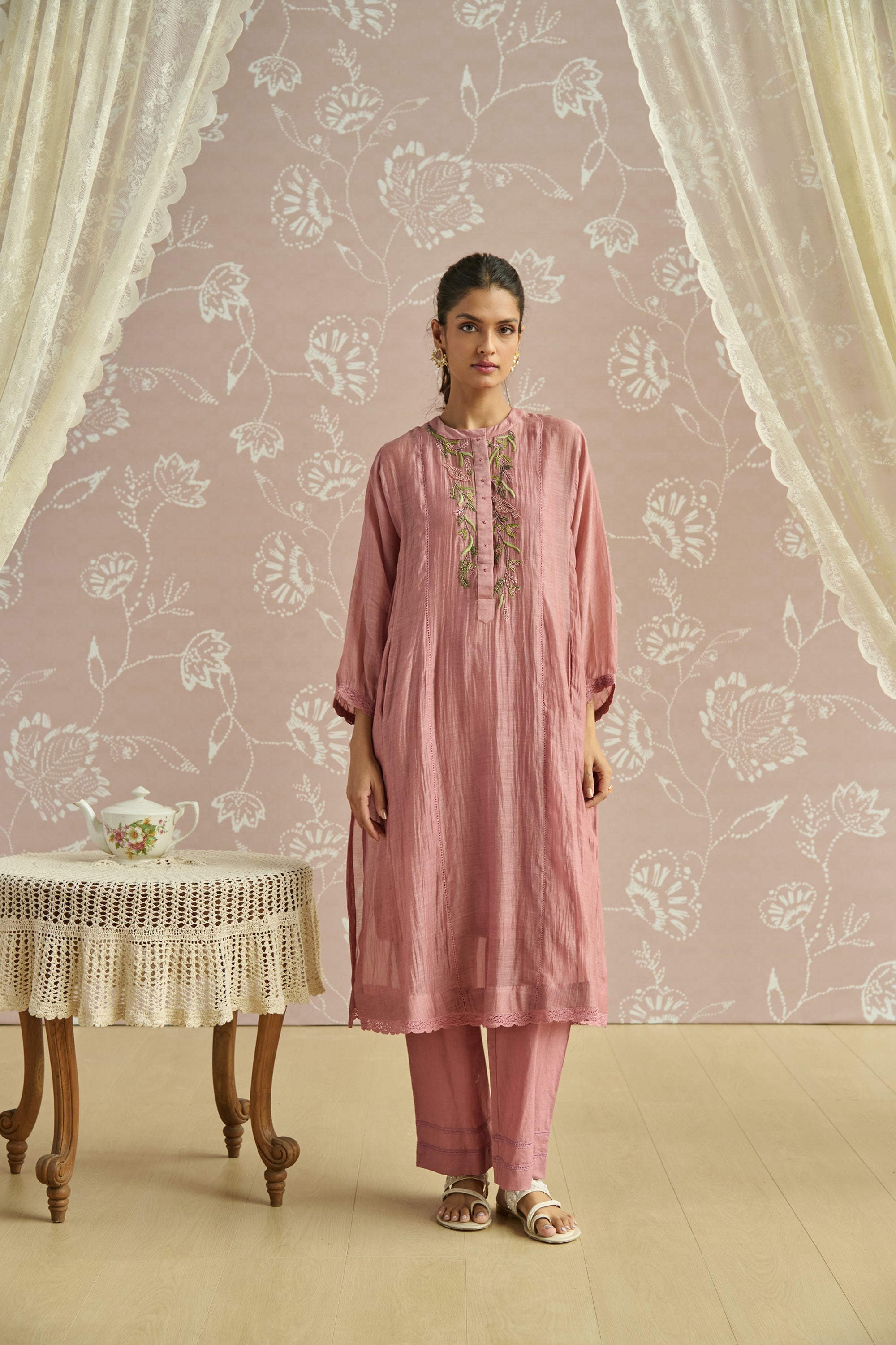 Blush Bird Emb Co-Ord Set