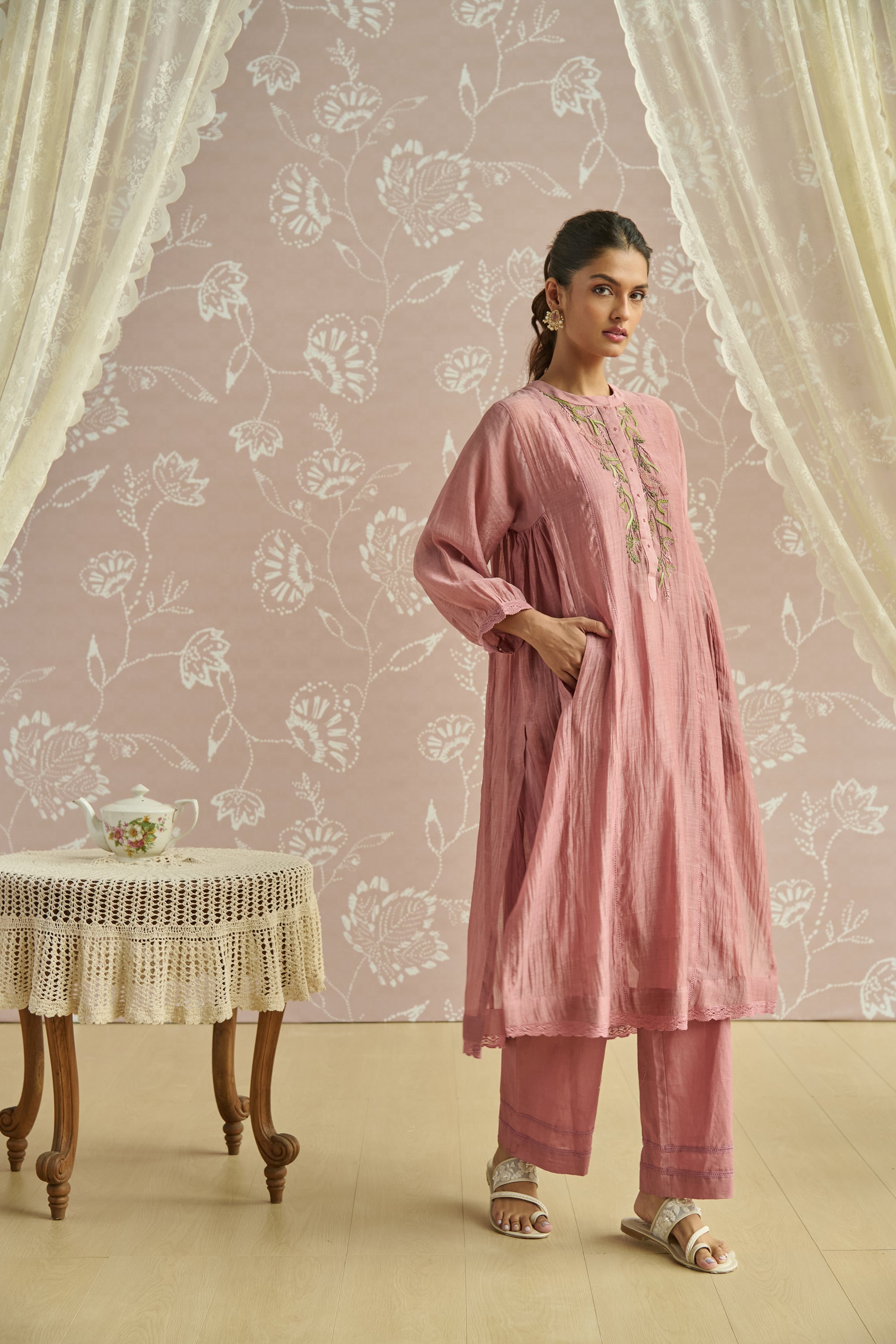 Blush Bird Emb Co-Ord Set