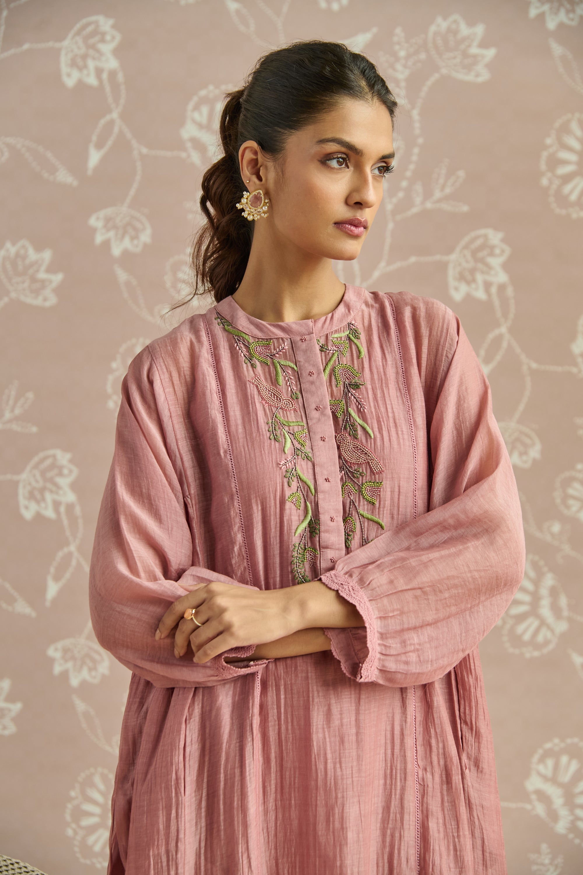 Blush Bird Emb Co-Ord Set