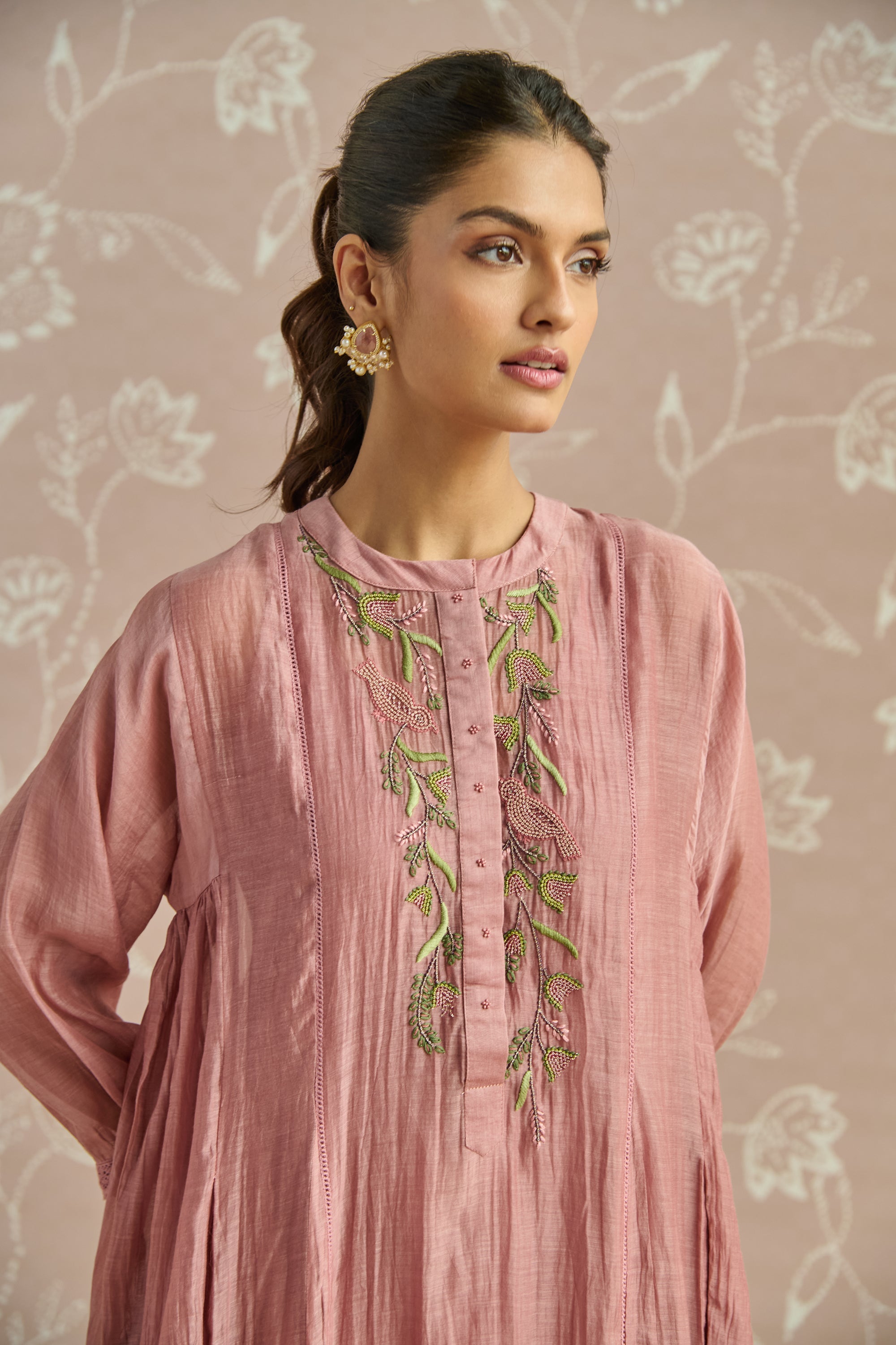 Blush Bird Emb Co-Ord Set