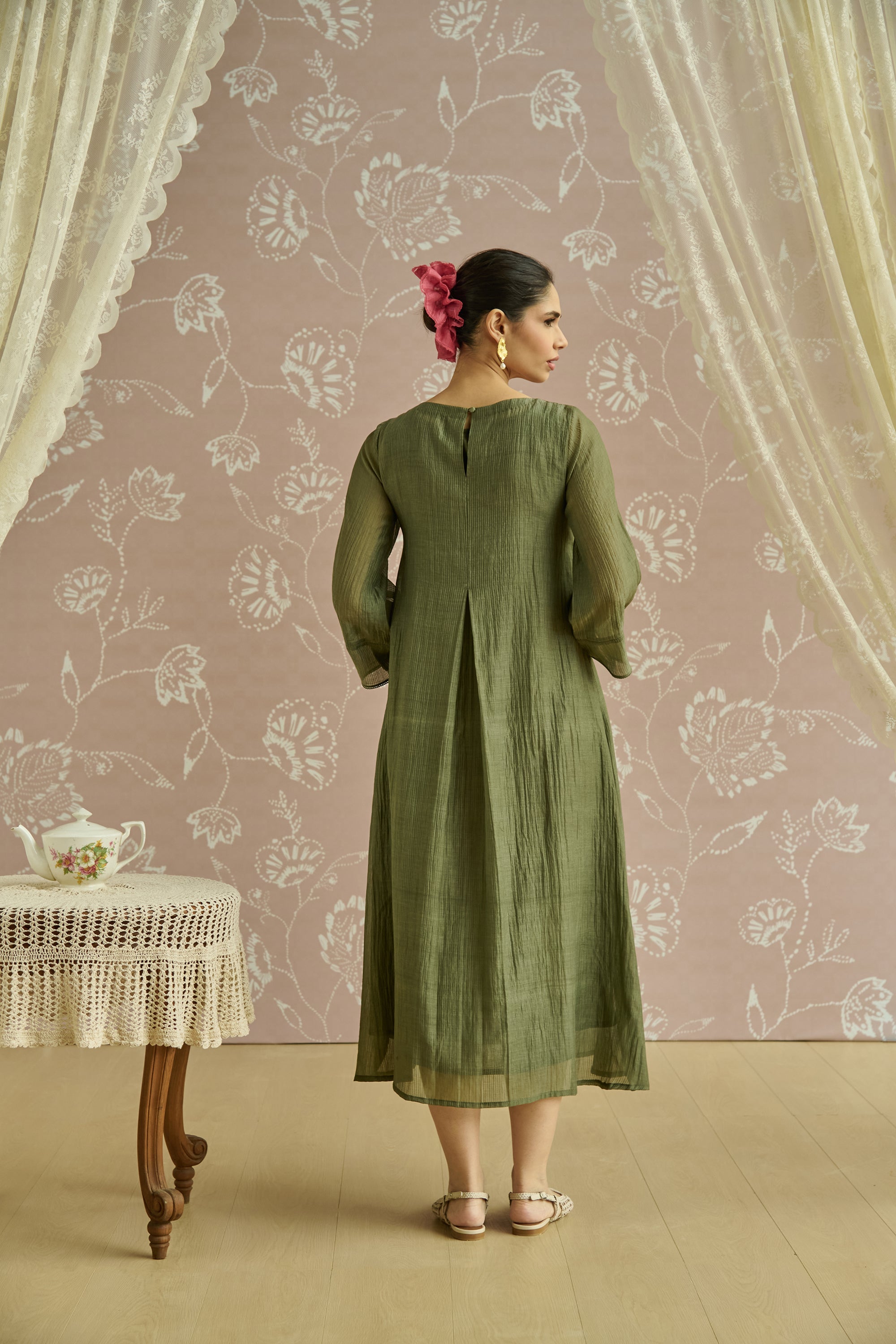 Green Parsi Hand Embroiderd Tunic