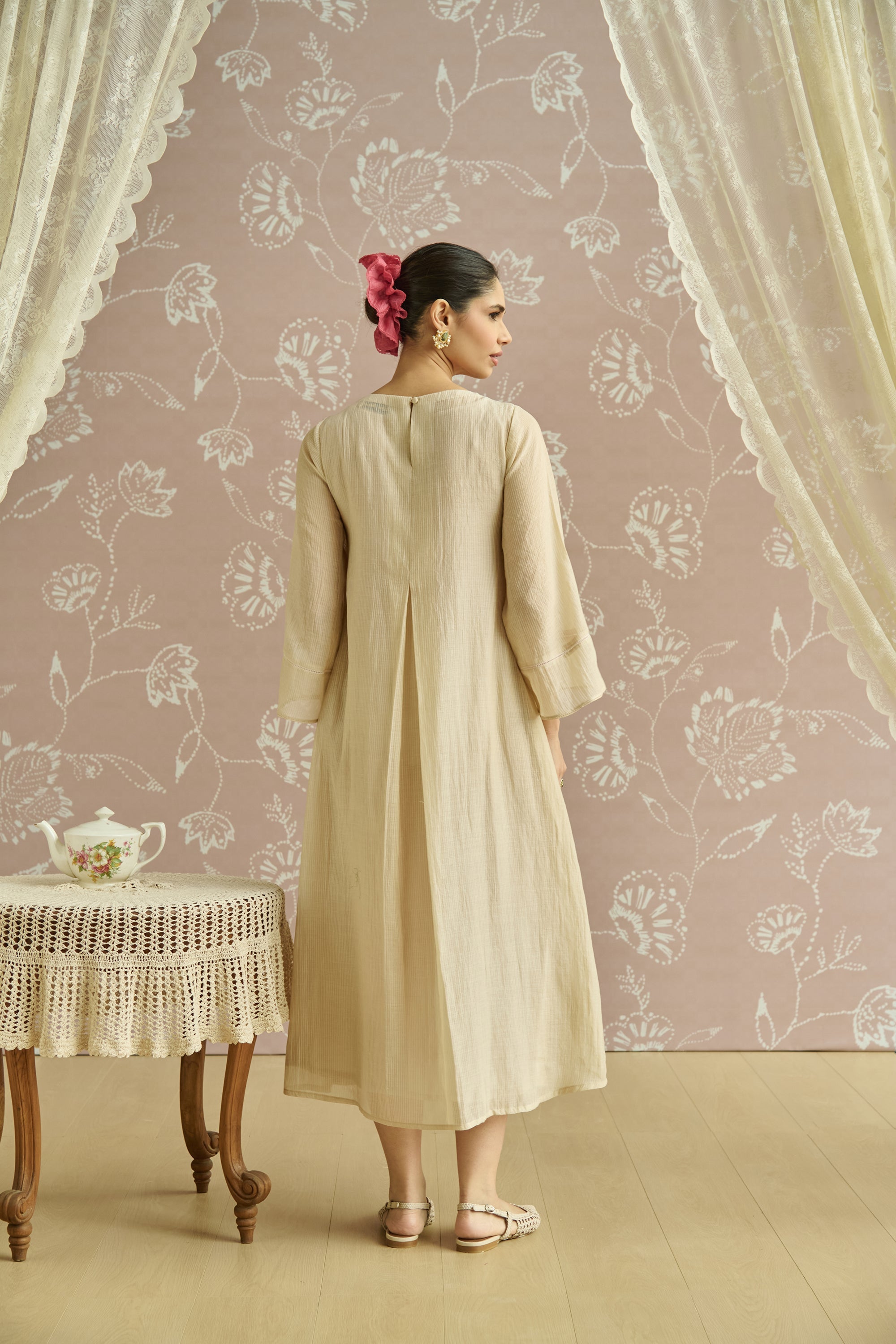Ivory Parsi Hand Embroiderd Tunic