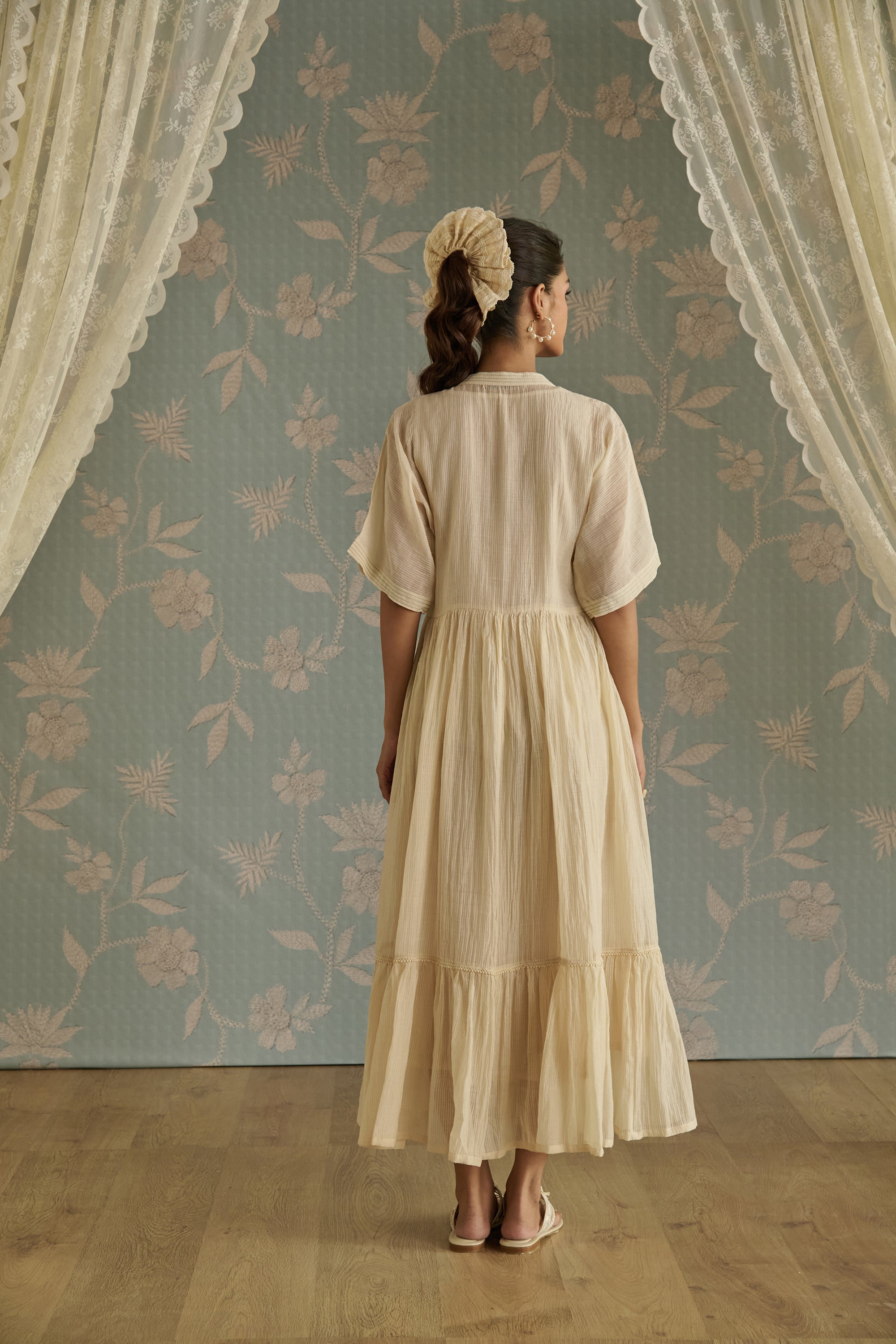 Ivory Hand Embroidered Front Open Tunic