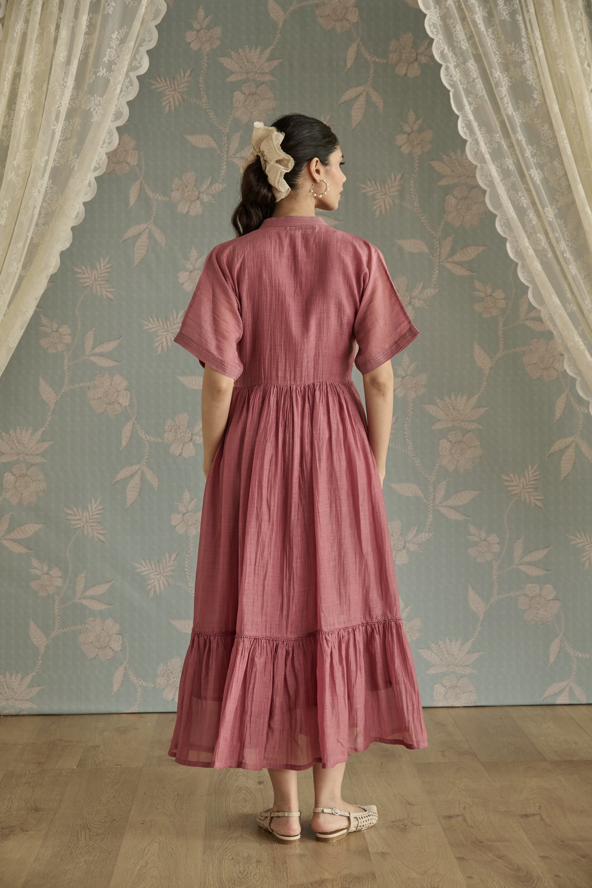 Blush Hand Embroidered Front Open Tunic