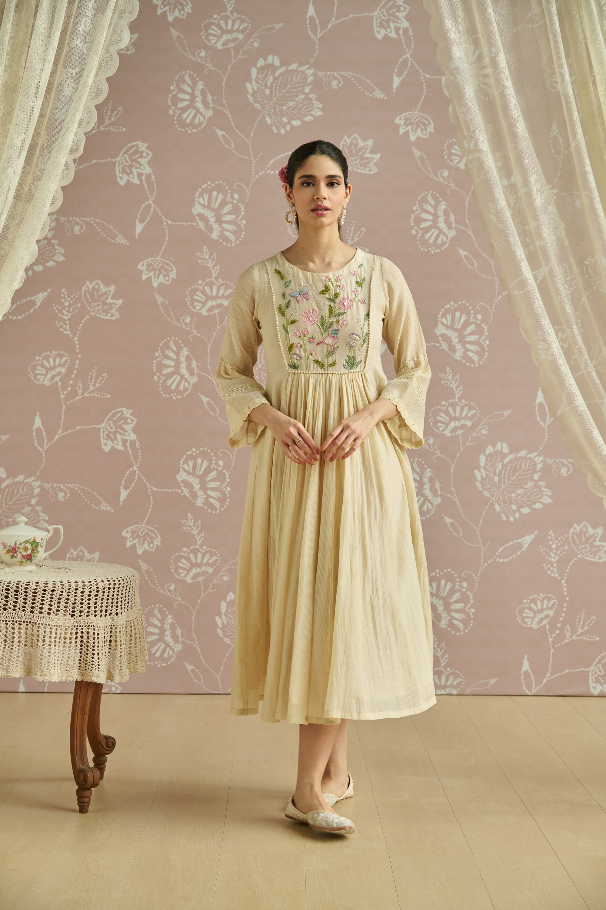 Ivory Hand Embroidered Tunic