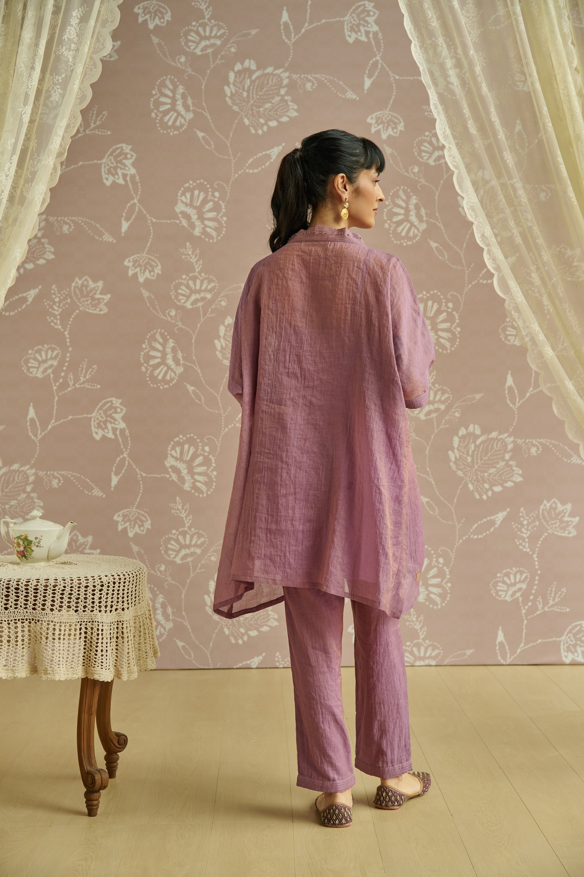 Lilac Tissue Hand Embroidered Co-Ord Set