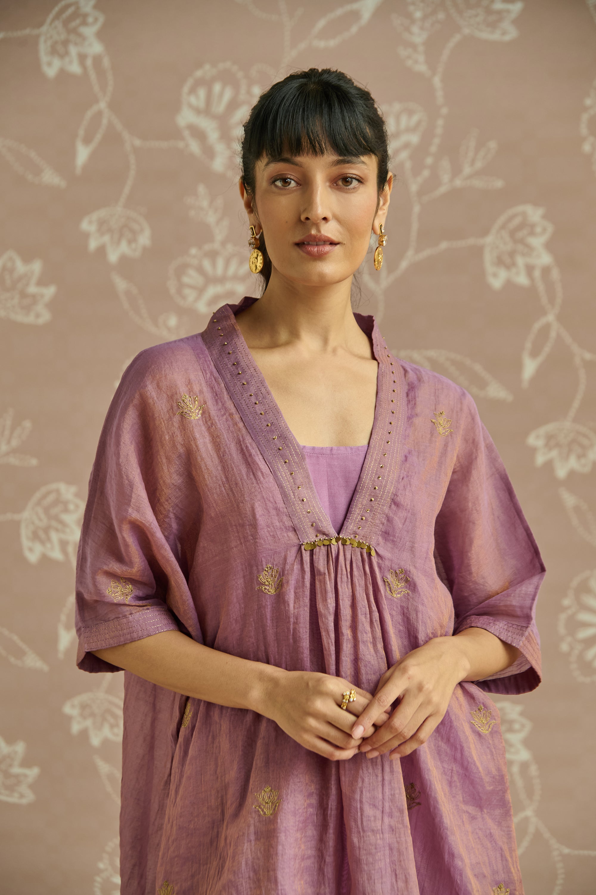 Lilac Tissue Hand Embroidered Co-Ord Set