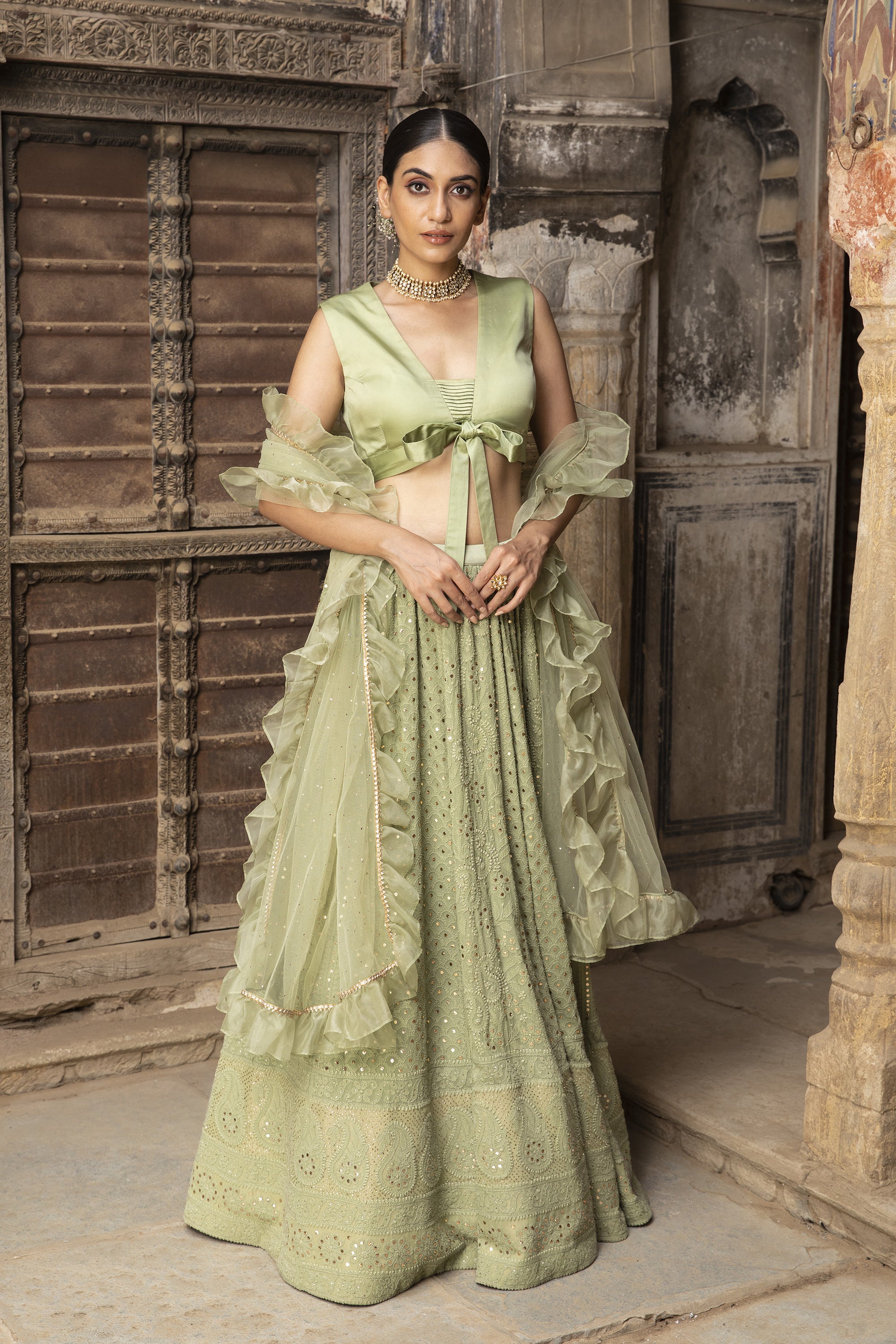 Mint_Green_Chikankari_Lehenga_Set_Kritika_Dawar