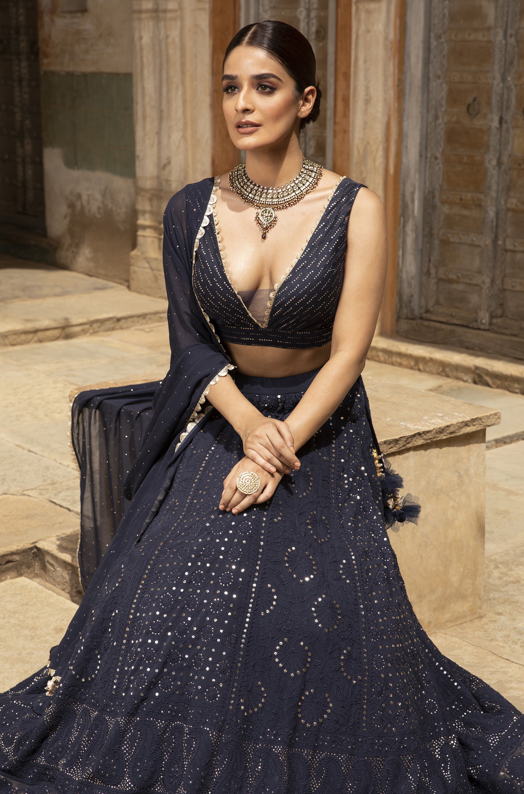 Blue_Embroidered_Lehenga_Set_Kritika_Dawar