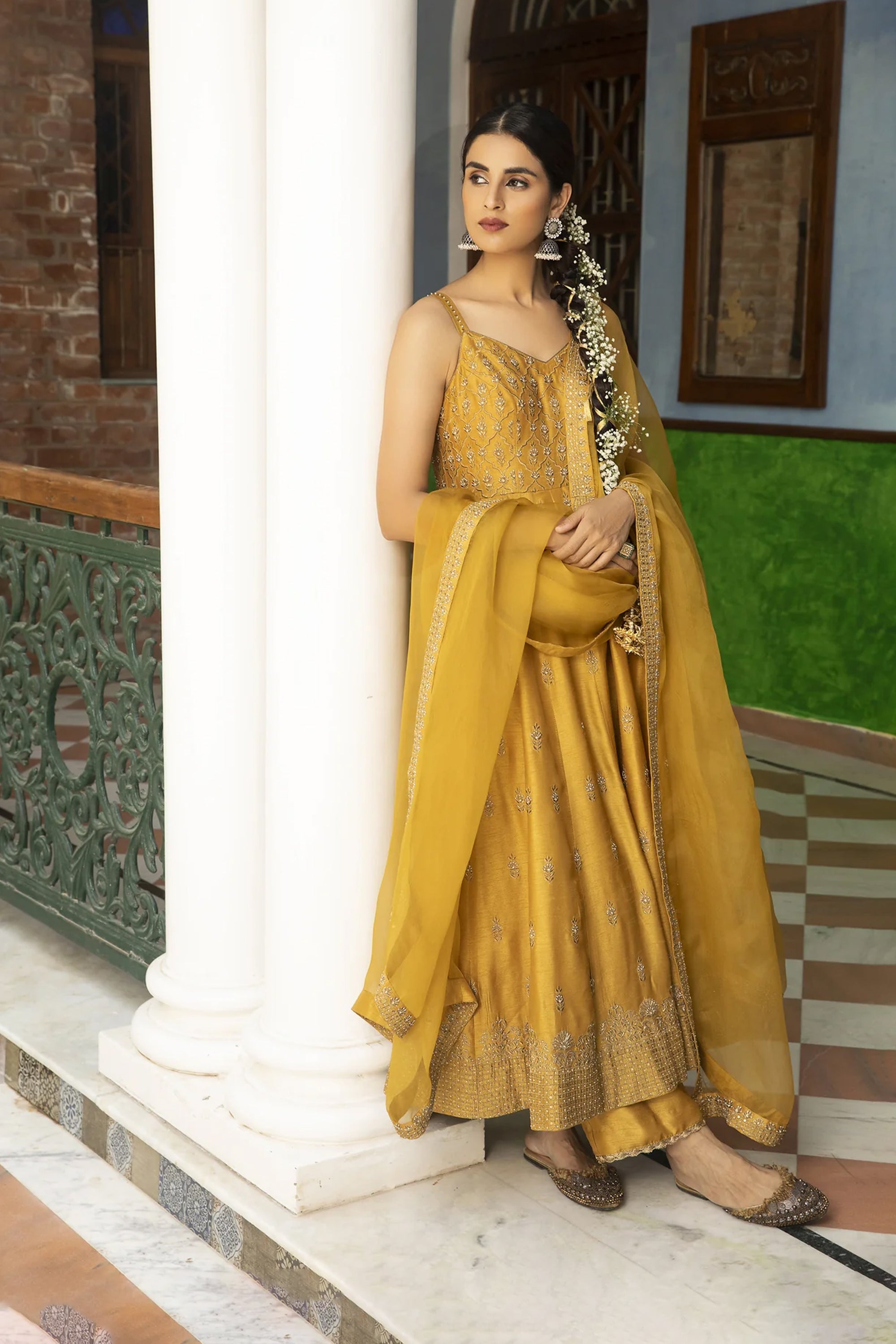 Kritika Dawar - Mustard Embroidered Anarkali Set 3XL Kritika Dawar - Mustard Embroidered Anarkali Set 3XL