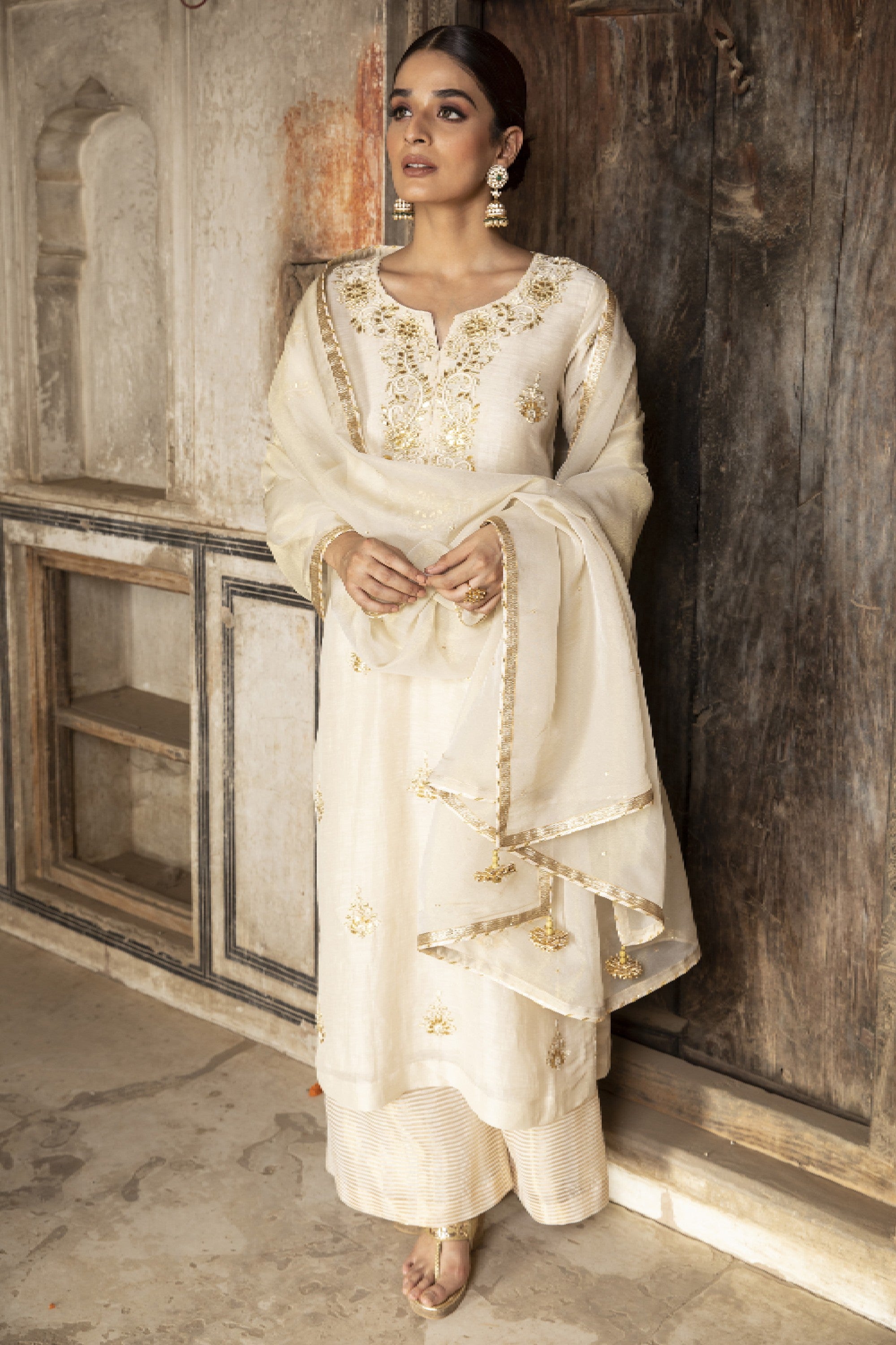 Ivory_Gota_Embroidered_Kurta_Set_Kritika_Dawar