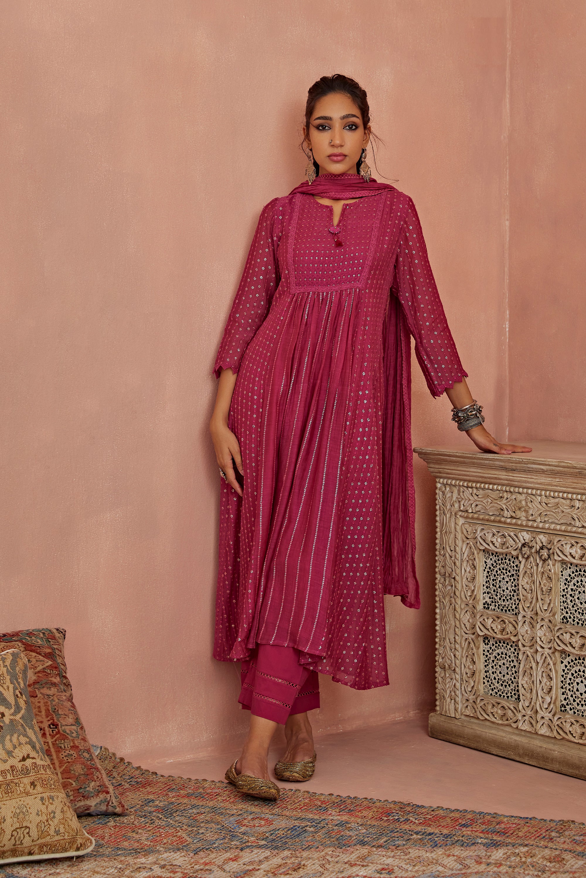 Magenta_A-Line_Kurta_Set_Kritika_Dawar