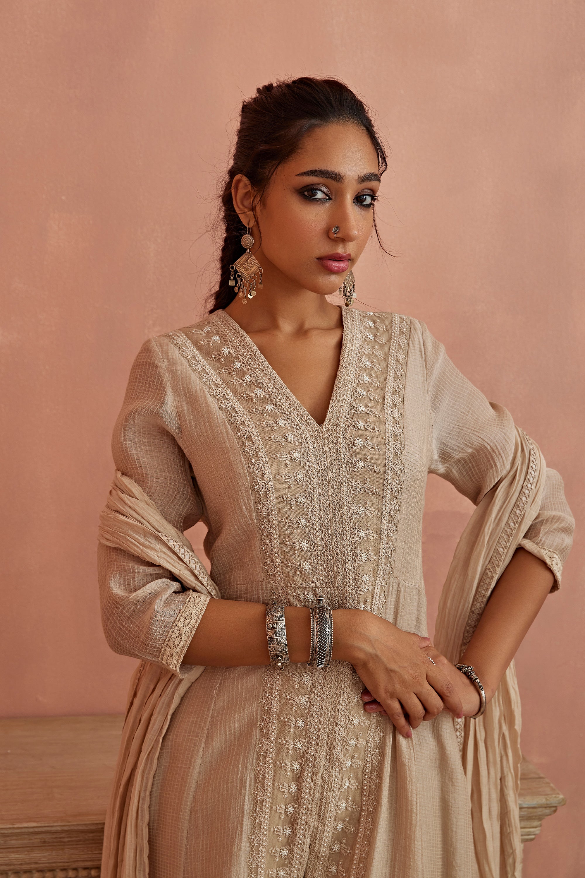 Ivory_Front_Open_Lace_Kurta_Set_Kritika_Dawar