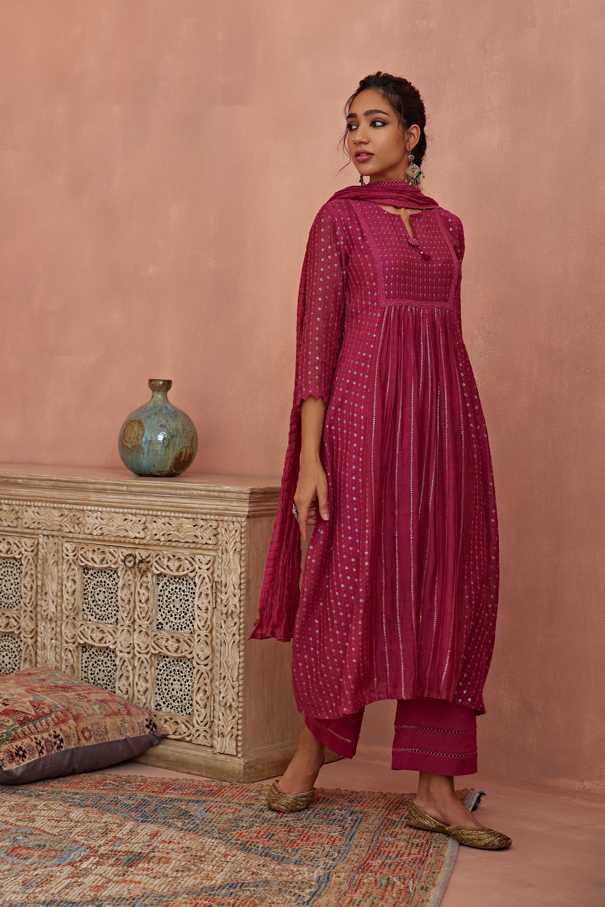Magenta_A-Line_Kurta_Set_Kritika_Dawar