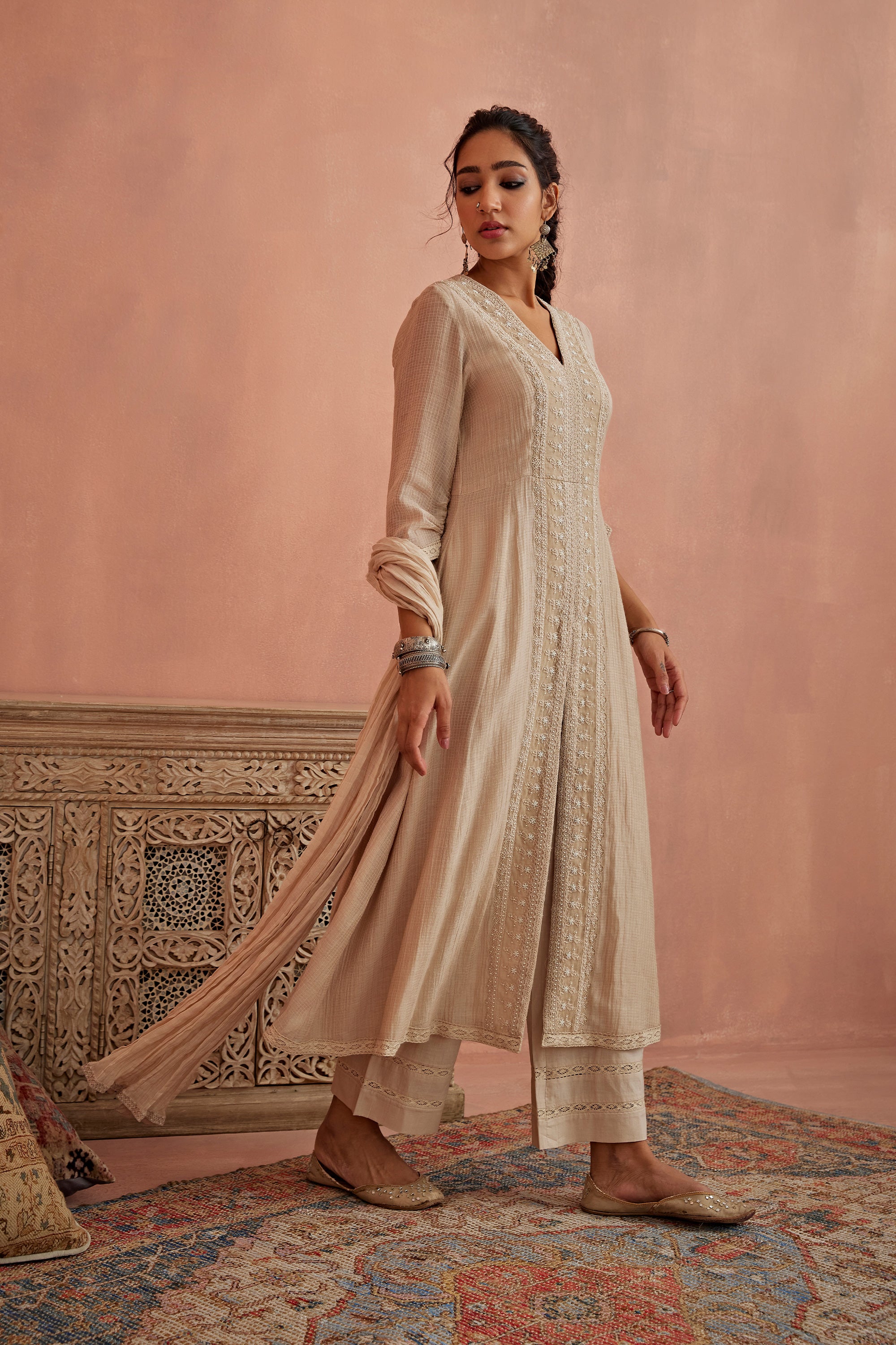 Ivory_Front_Open_Lace_Kurta_Set_Kritika_Dawar