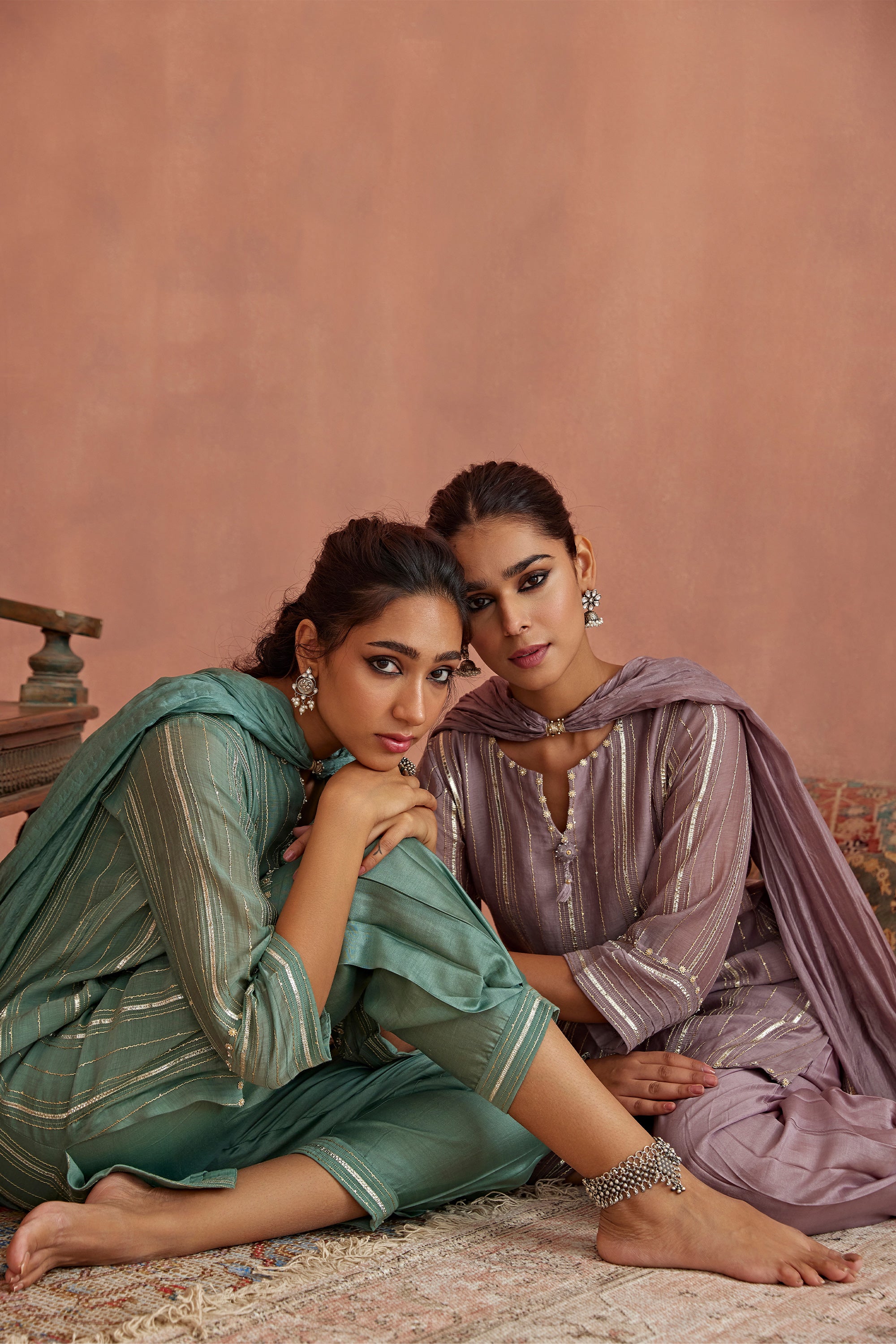 Mint_Blue_Gota_Stripes_Kurta_Dhoti_Pants_Kritika_Dawar