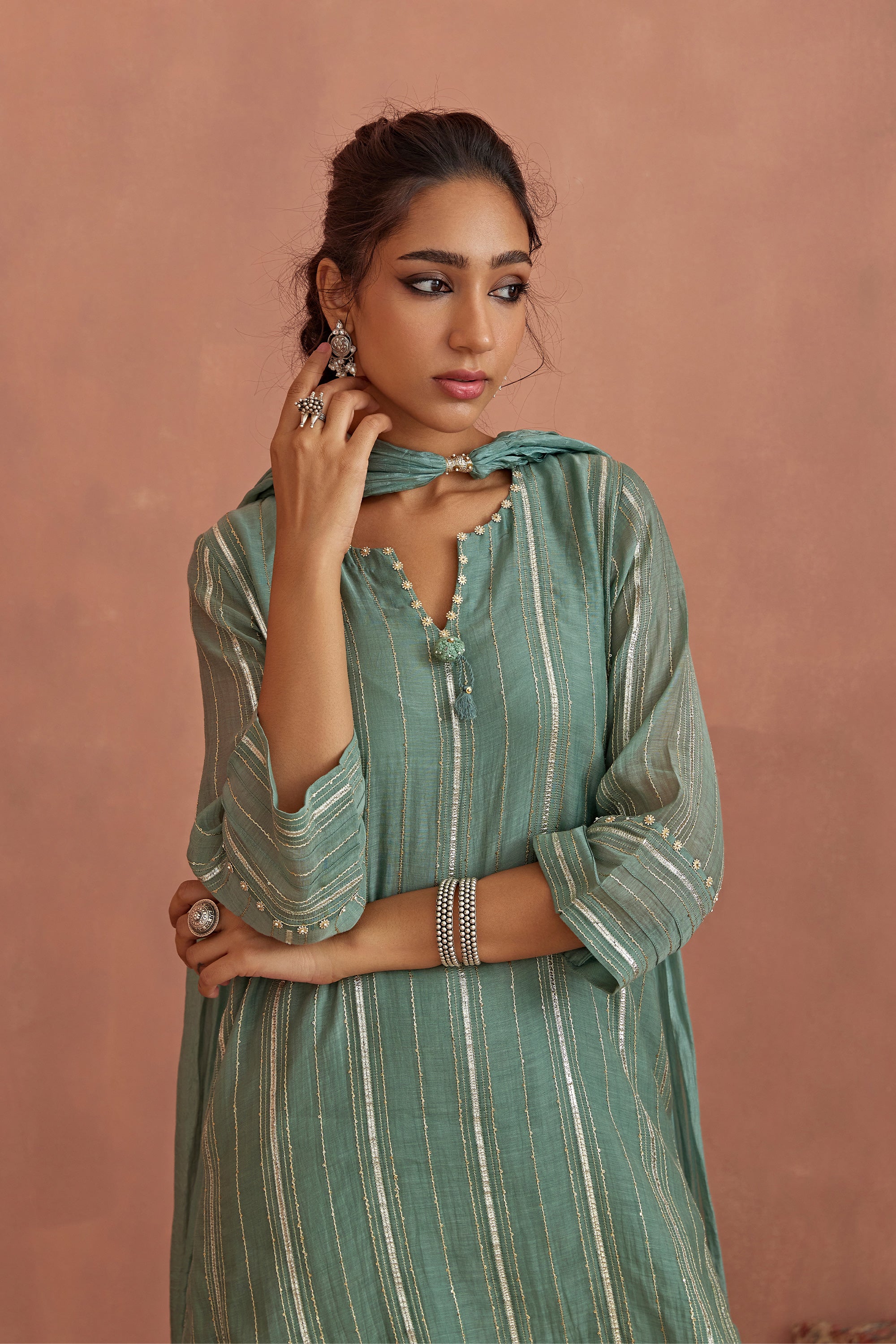 Mint_Blue_Gota_Stripes_Kurta_Dhoti_Pants_Kritika_Dawar
