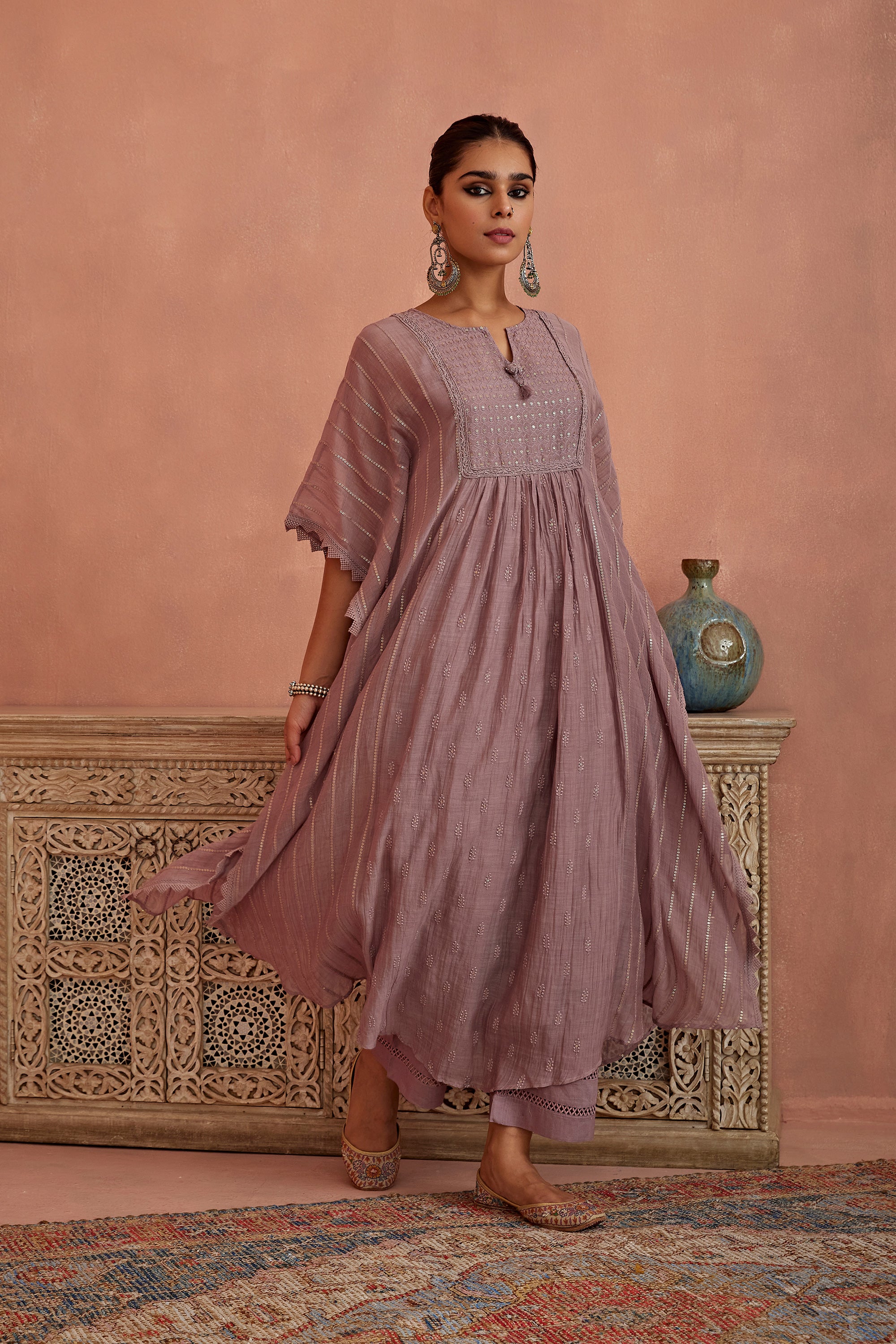 Mauve_Chanderi_Kaftaan_Kritika_Dawar