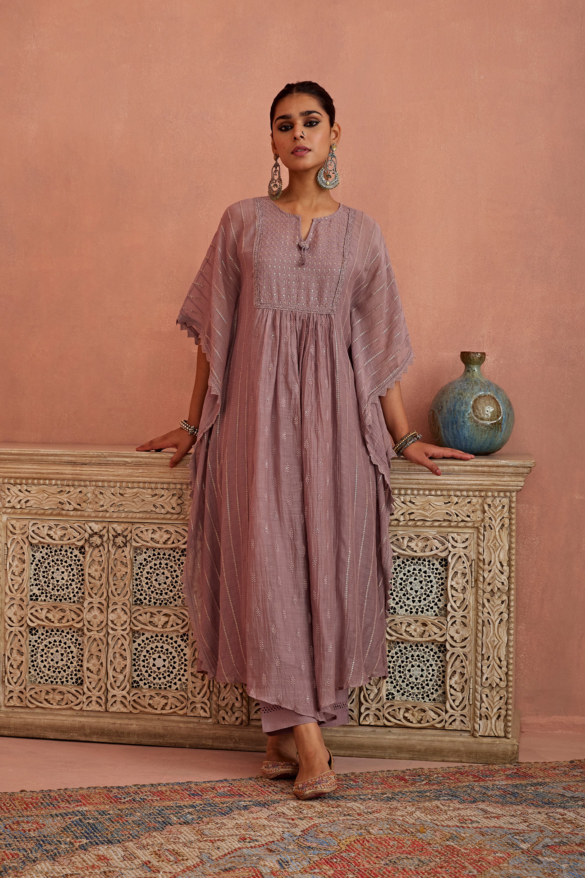 Mauve_Chanderi_Kaftaan_Kritika_Dawar