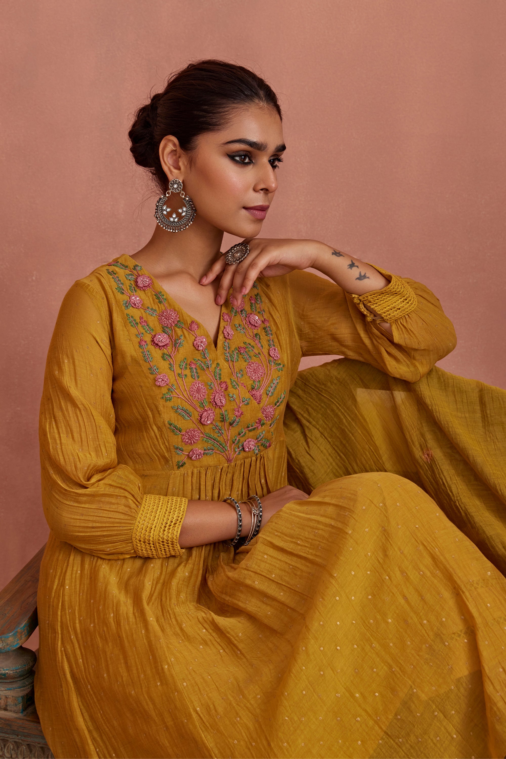 Mustard_3-D_Flower_Embroidery_Kurta_Set_Kritika_Dawar
