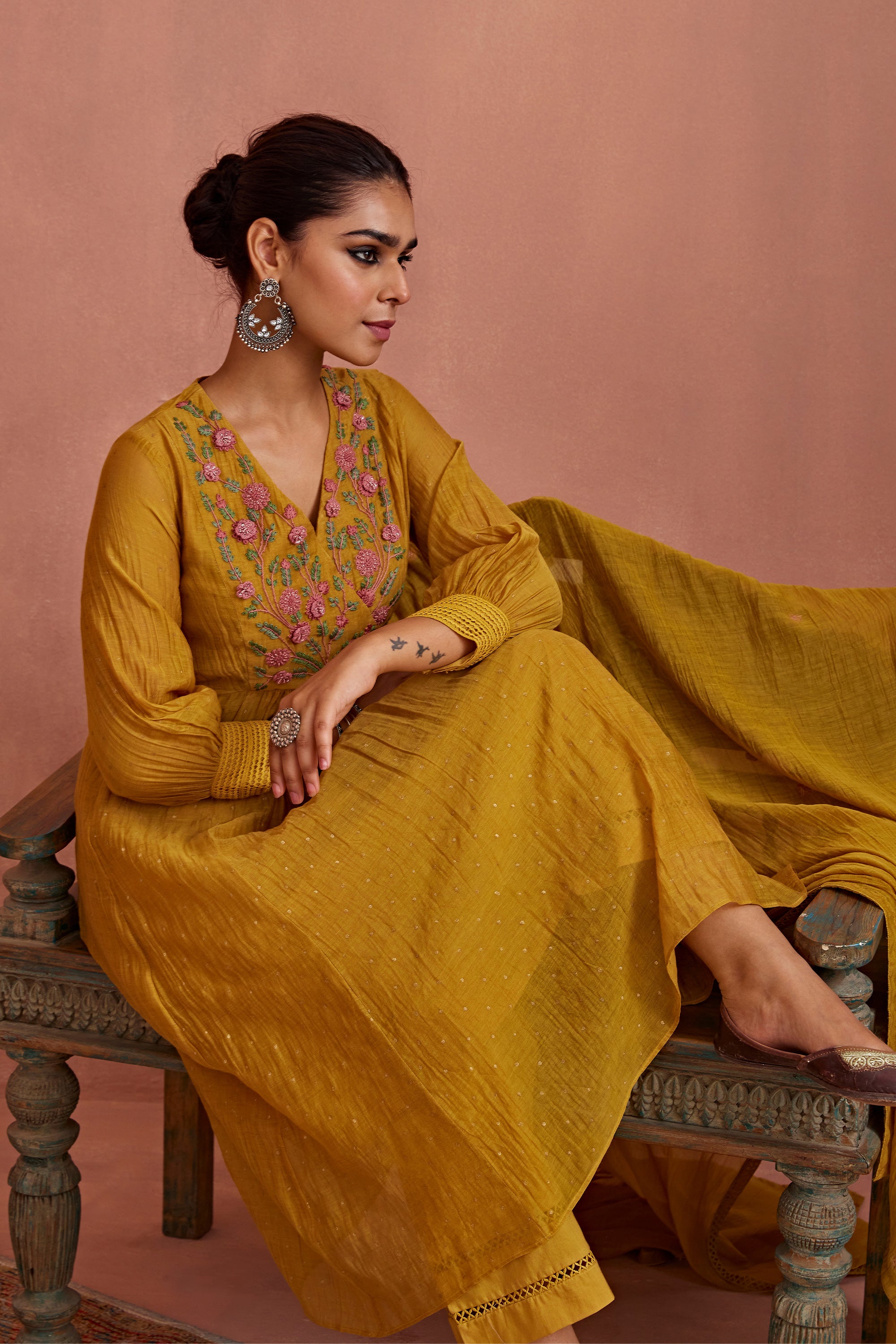 Mustard_3-D_Flower_Embroidery_Kurta_Set_Kritika_Dawar