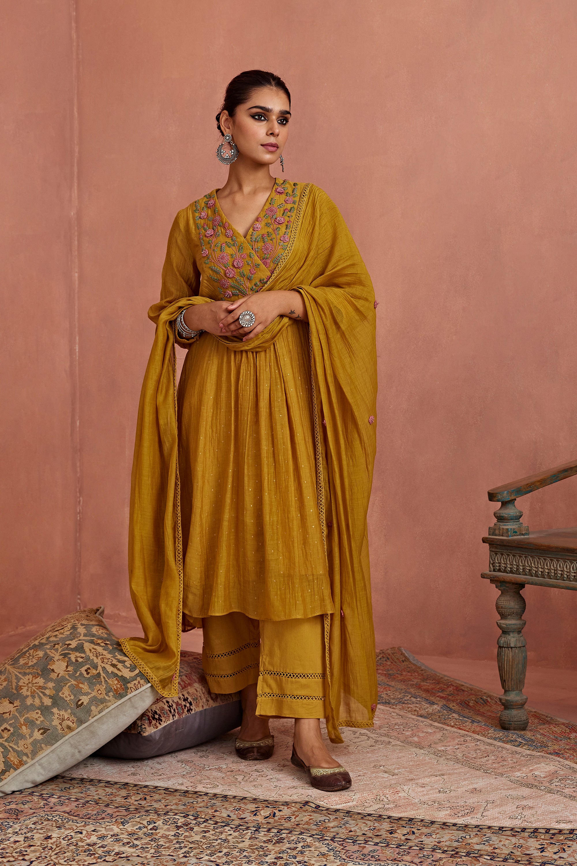 Mustard_3-D_Flower_Embroidery_Kurta_Set_Kritika_Dawar
