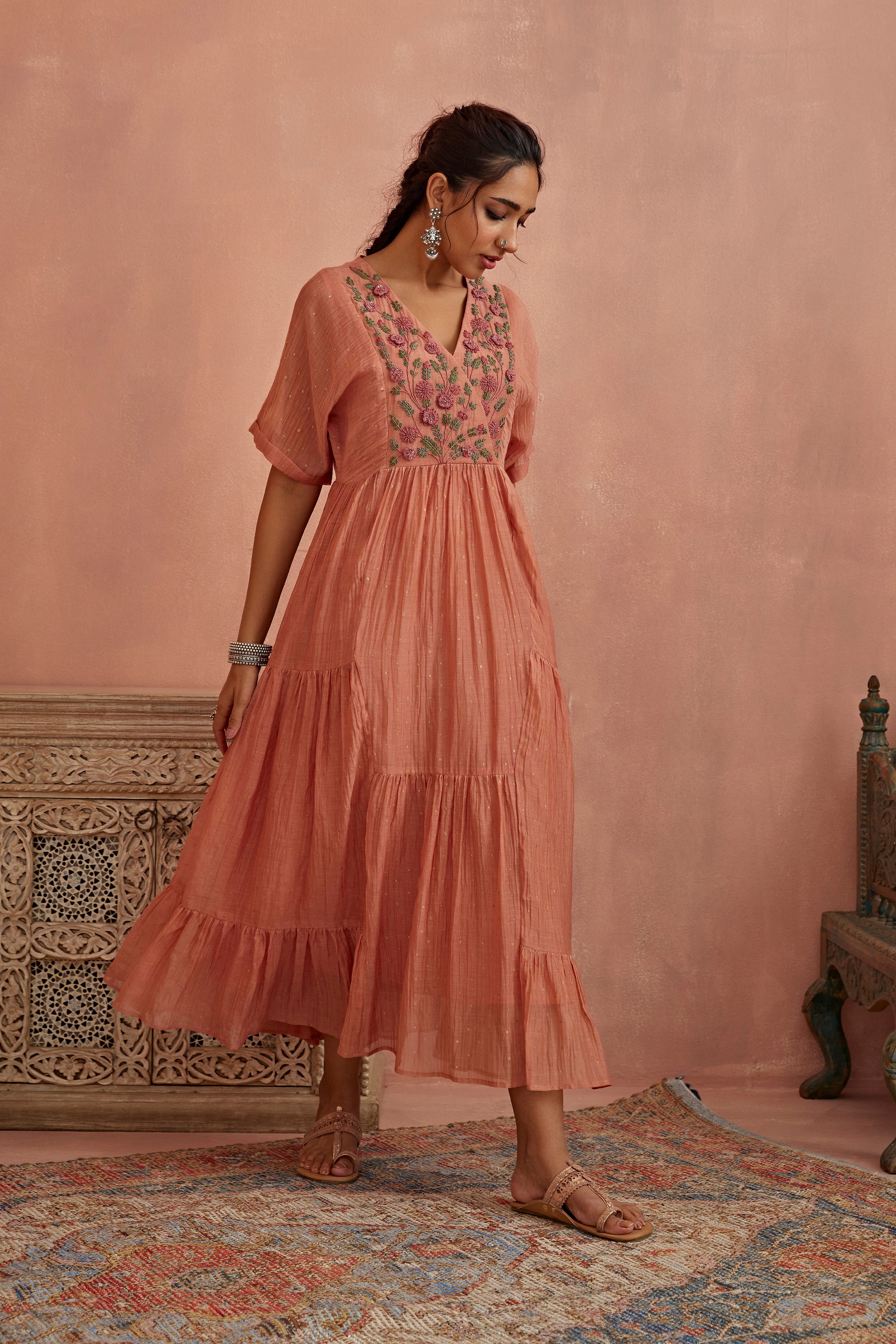 Blush 3D Flower Embroidery Tunic