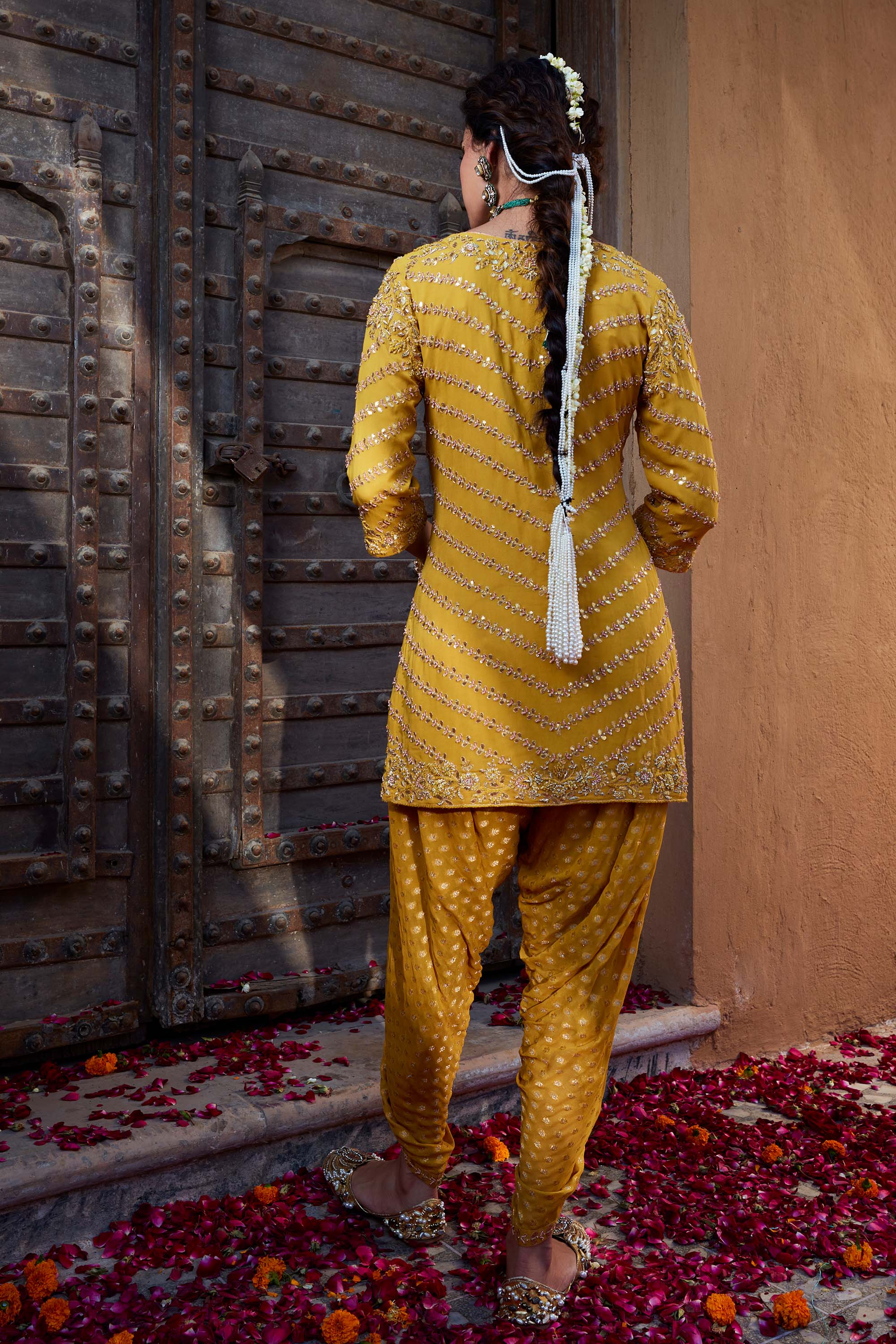Yellow_Gota_Short_Kurta_Tulip_Kritika_Dawar