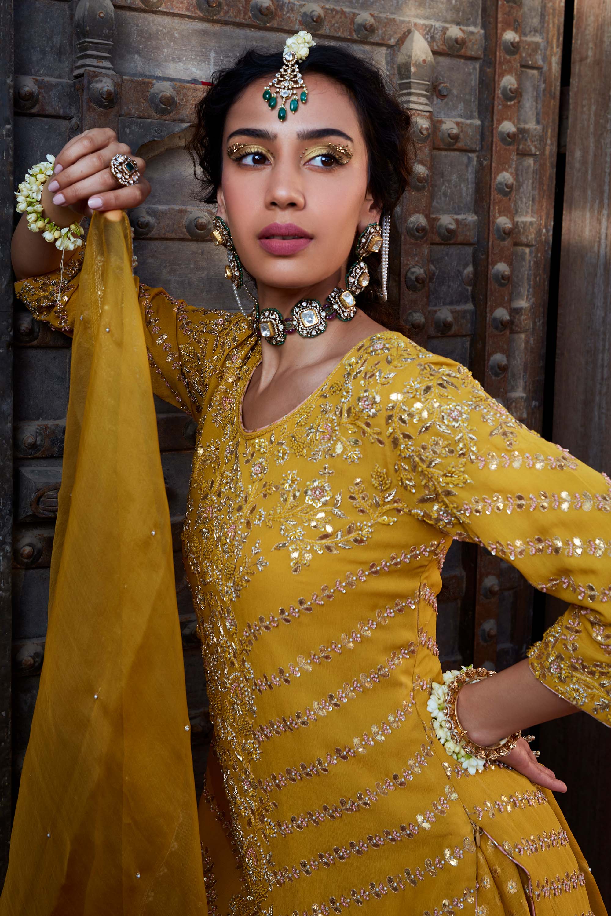 Yellow_Gota_Short_Kurta_Tulip_Kritika_Dawar