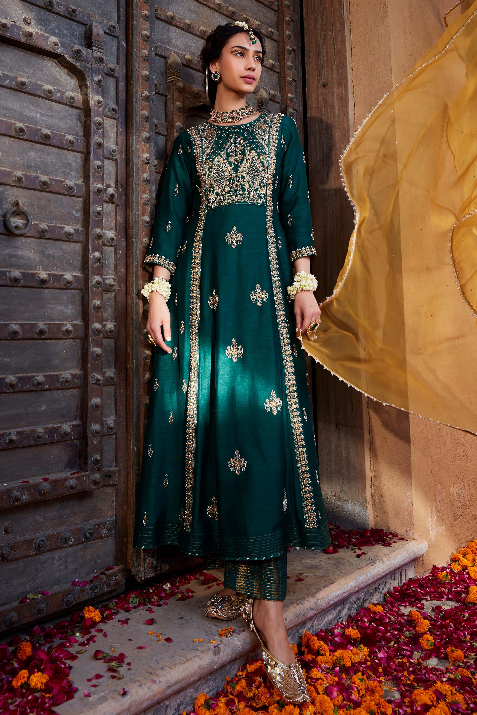 Teal_Metal_A-Line_Suit_Set_Kritika_Dawar