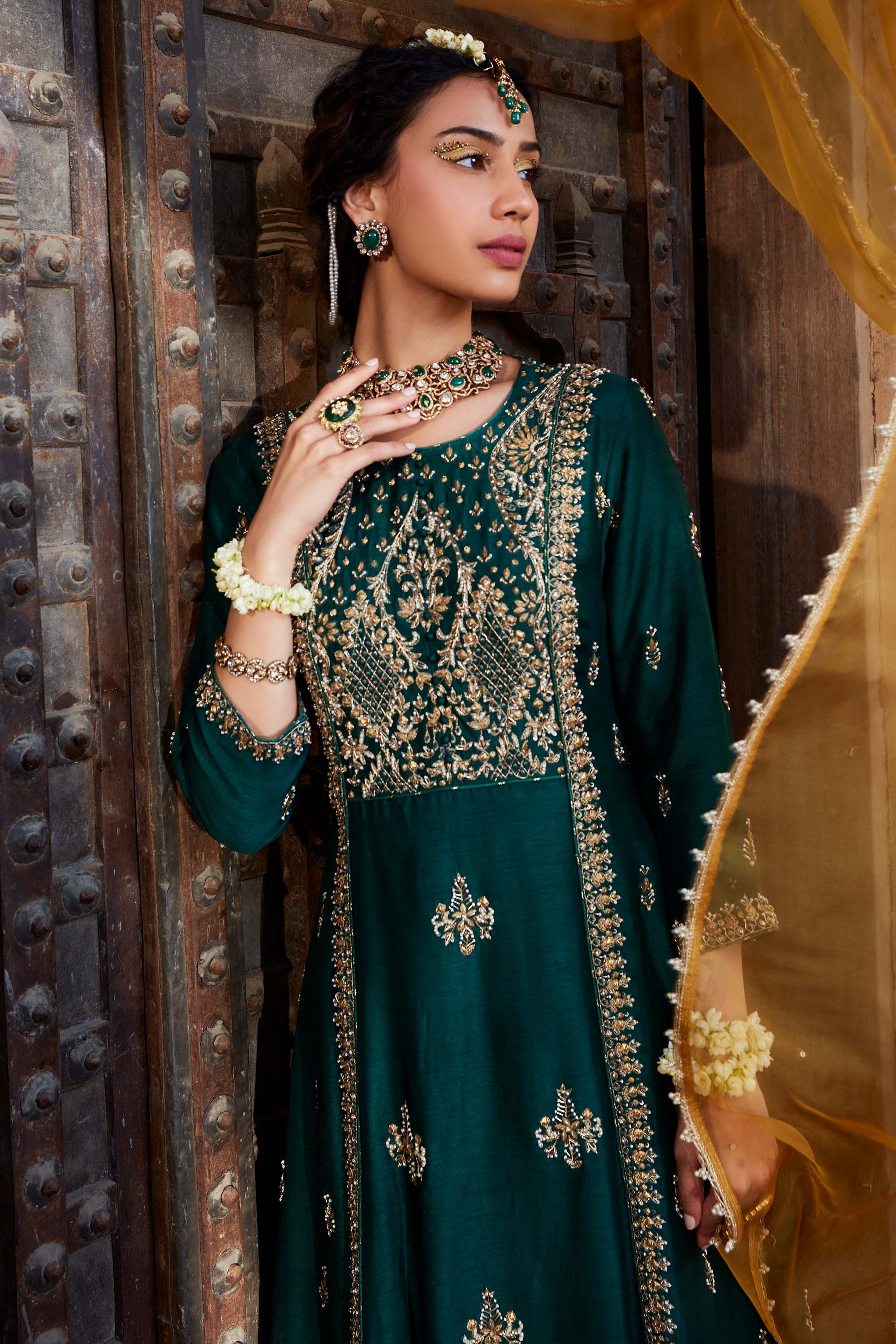 Teal_Metal_A-Line_Suit_Set_Kritika_Dawar