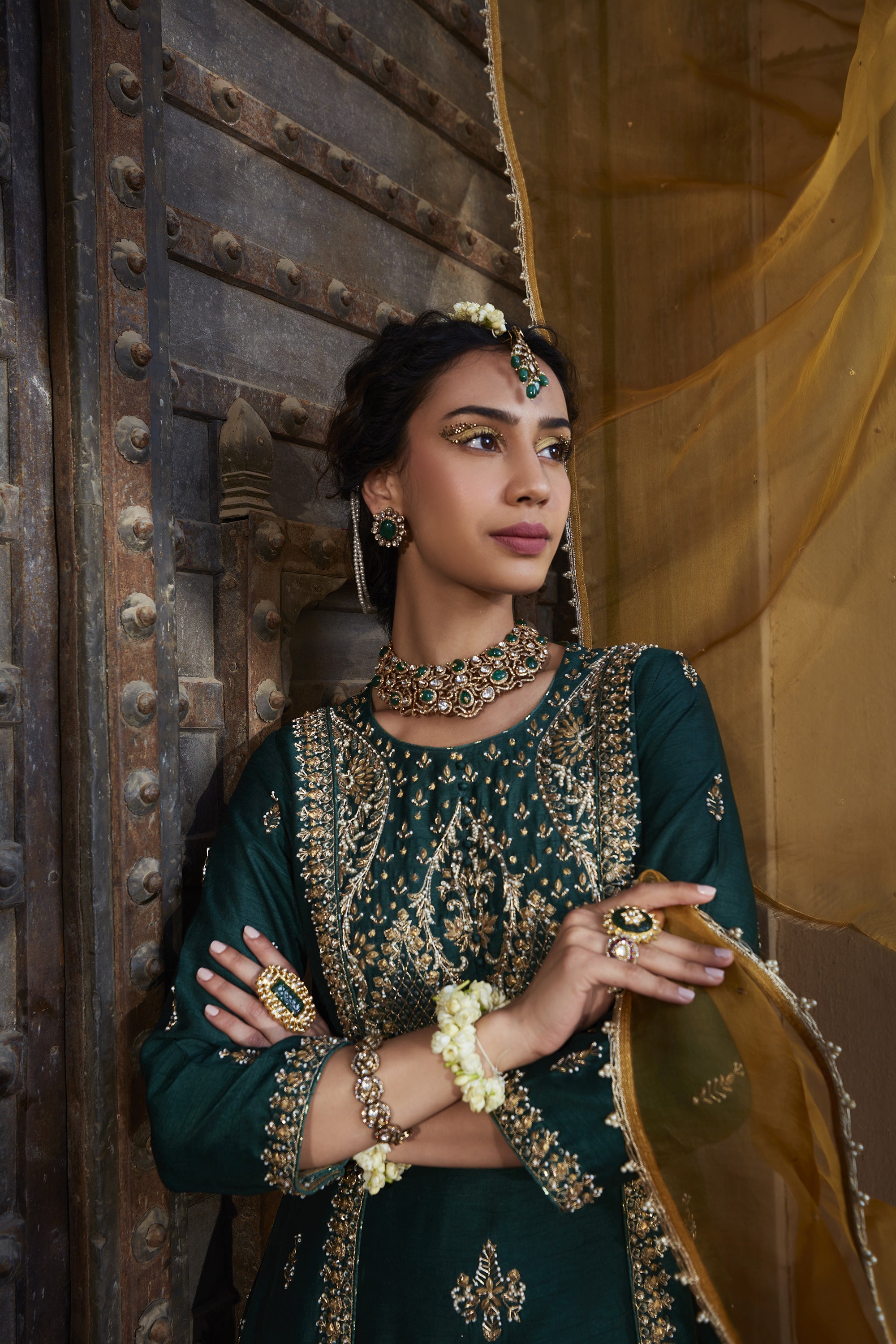 Teal_Metal_A-Line_Suit_Set_Kritika_Dawar