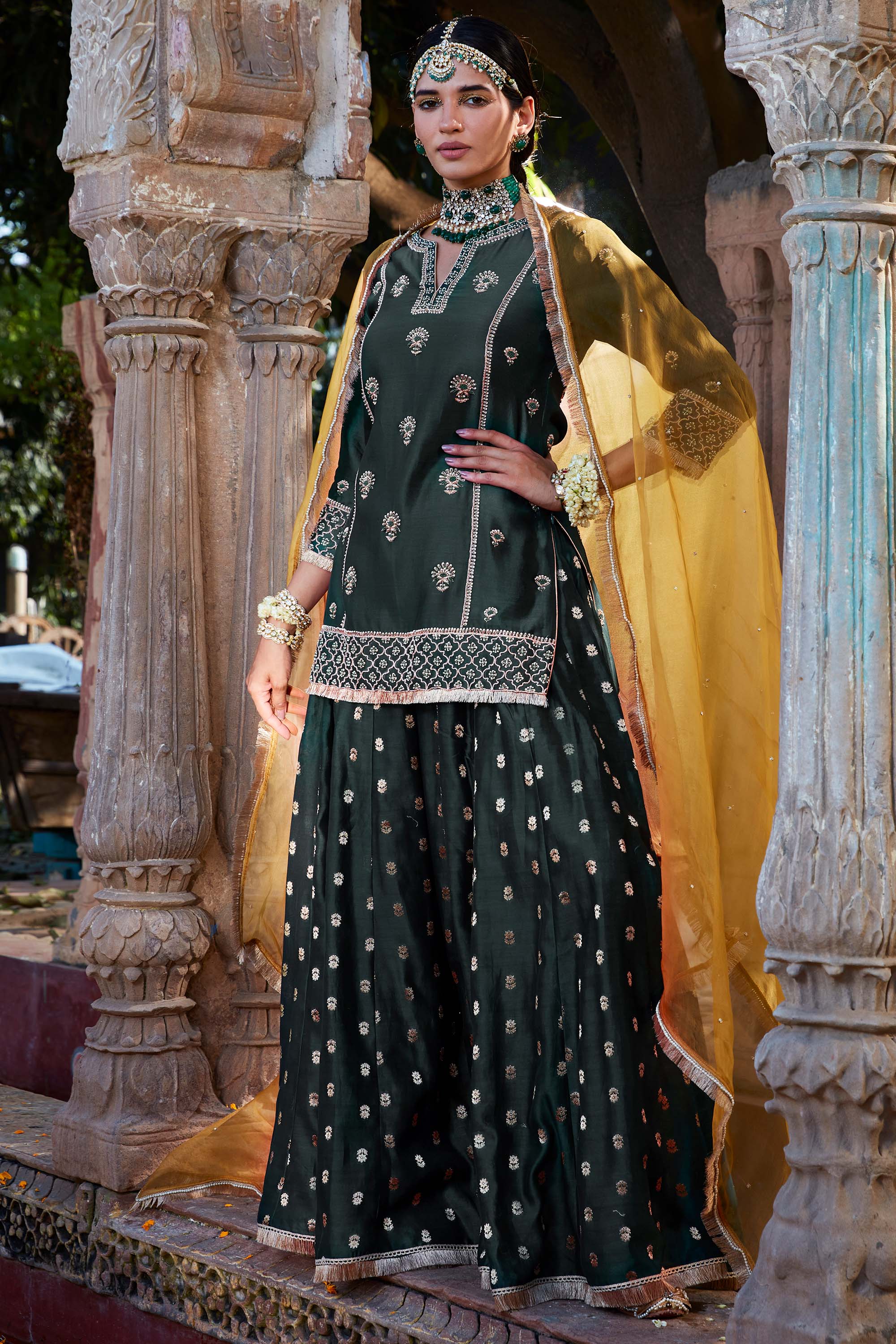Teal_Banarsi_Sharara_Kritika_Dawar