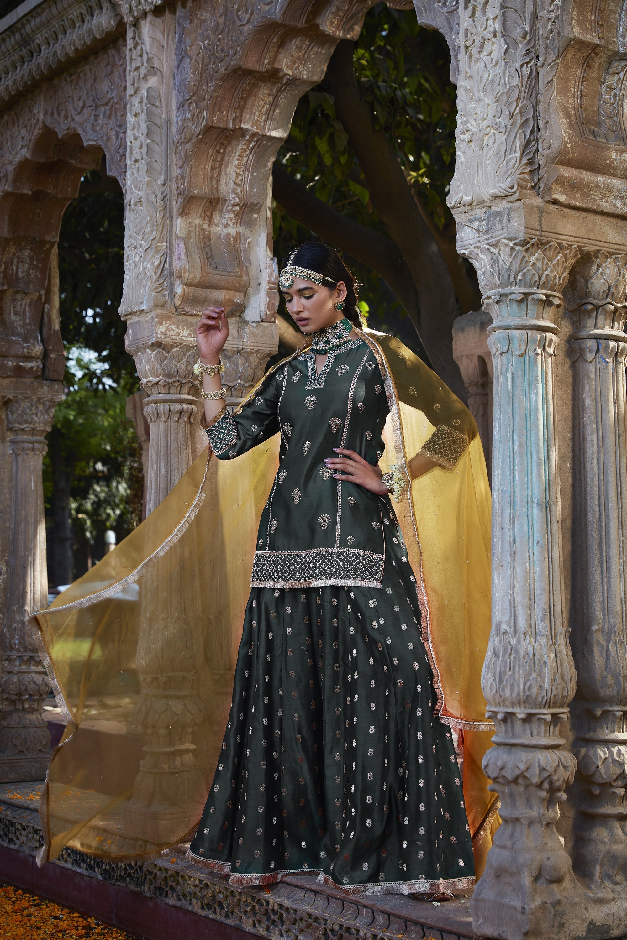 Teal_Banarsi_Sharara_Kritika_Dawar